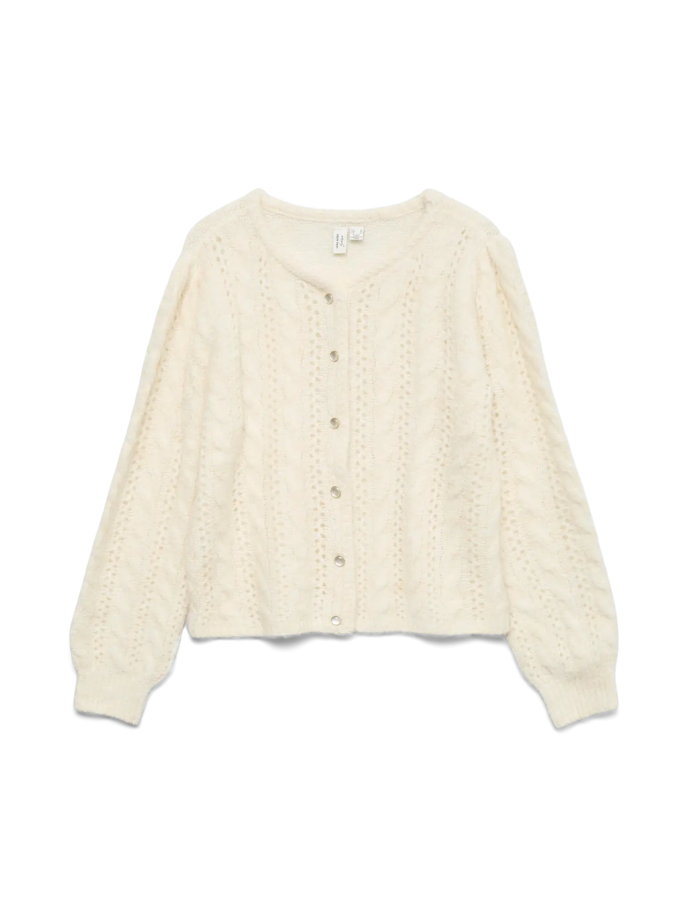 GABRIELLE LS O-NECK CARDIGAN - Birch W. DTM BUTTON