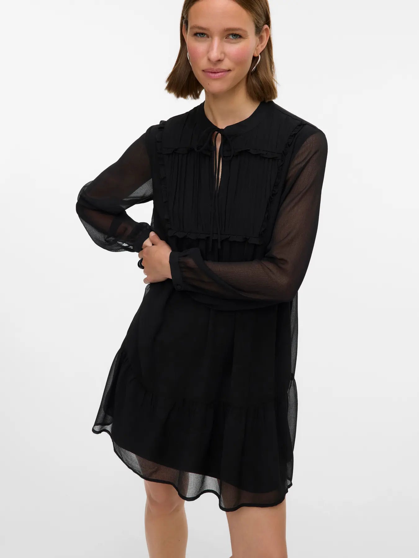 LINEA LS SHORT DRESS - Black