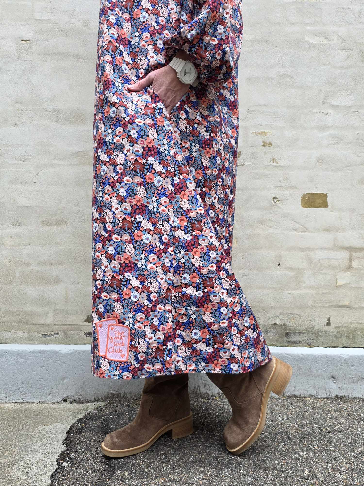 The Champagne Long Dress - Flower Print