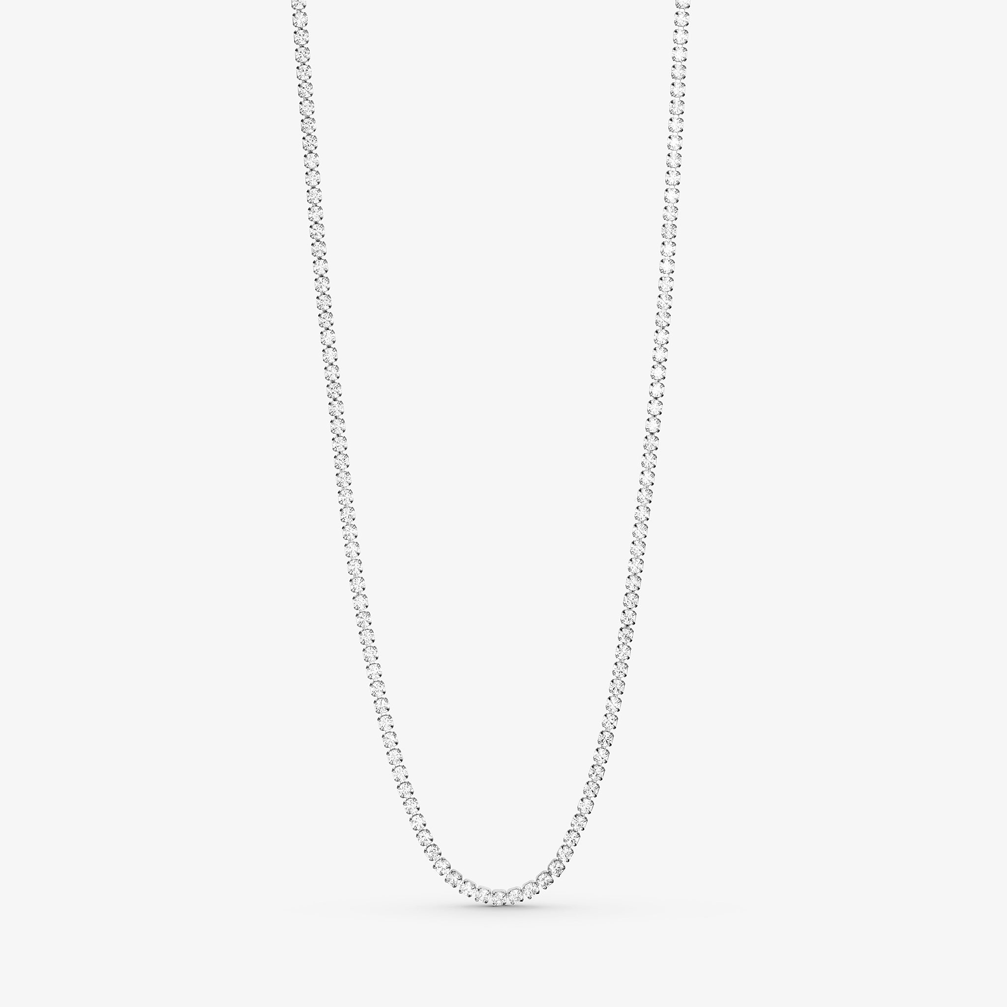 Crystal Tennis Necklace - Silver