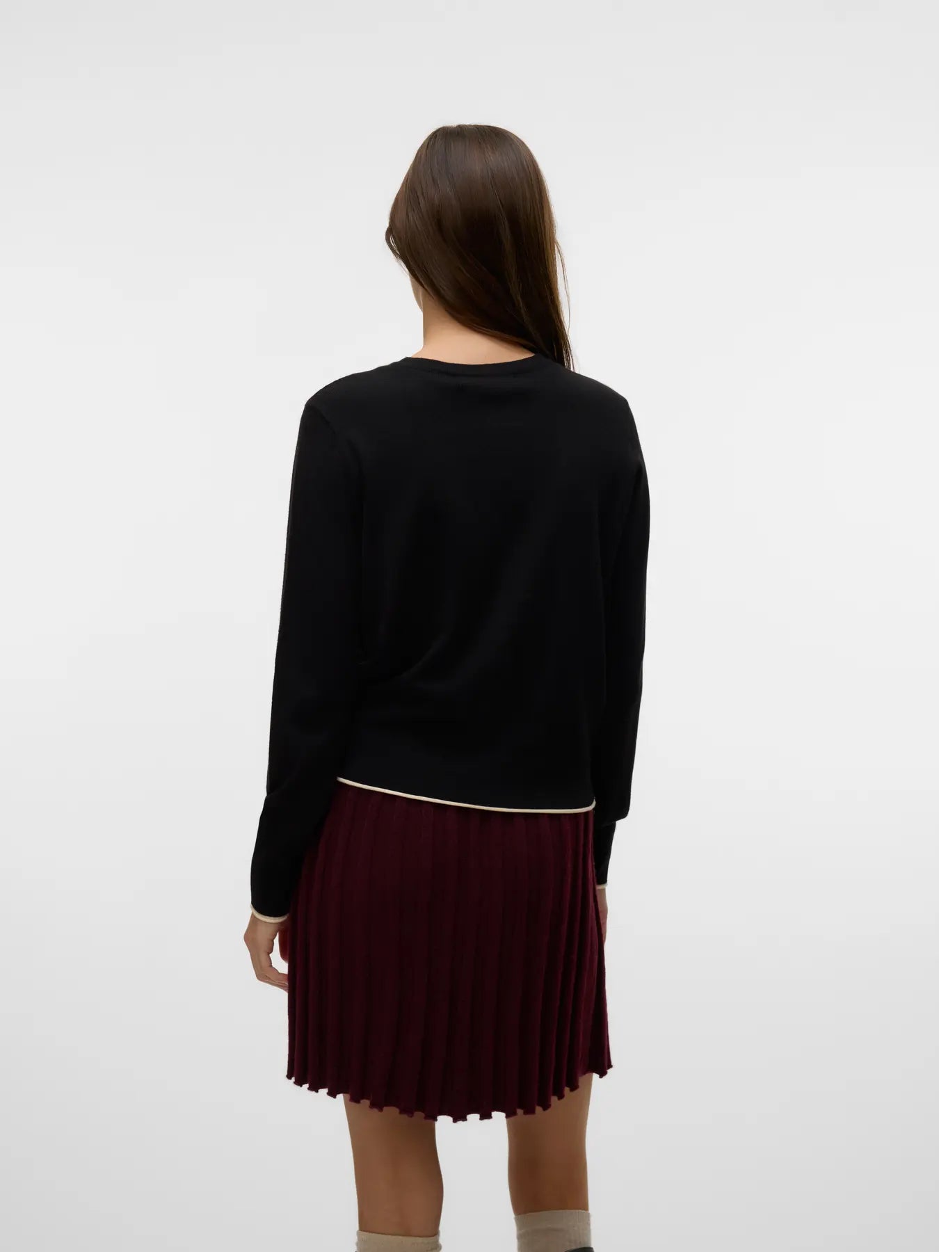 BREEZE O-NECK CARDIGAN - Black W. Birch Contrast