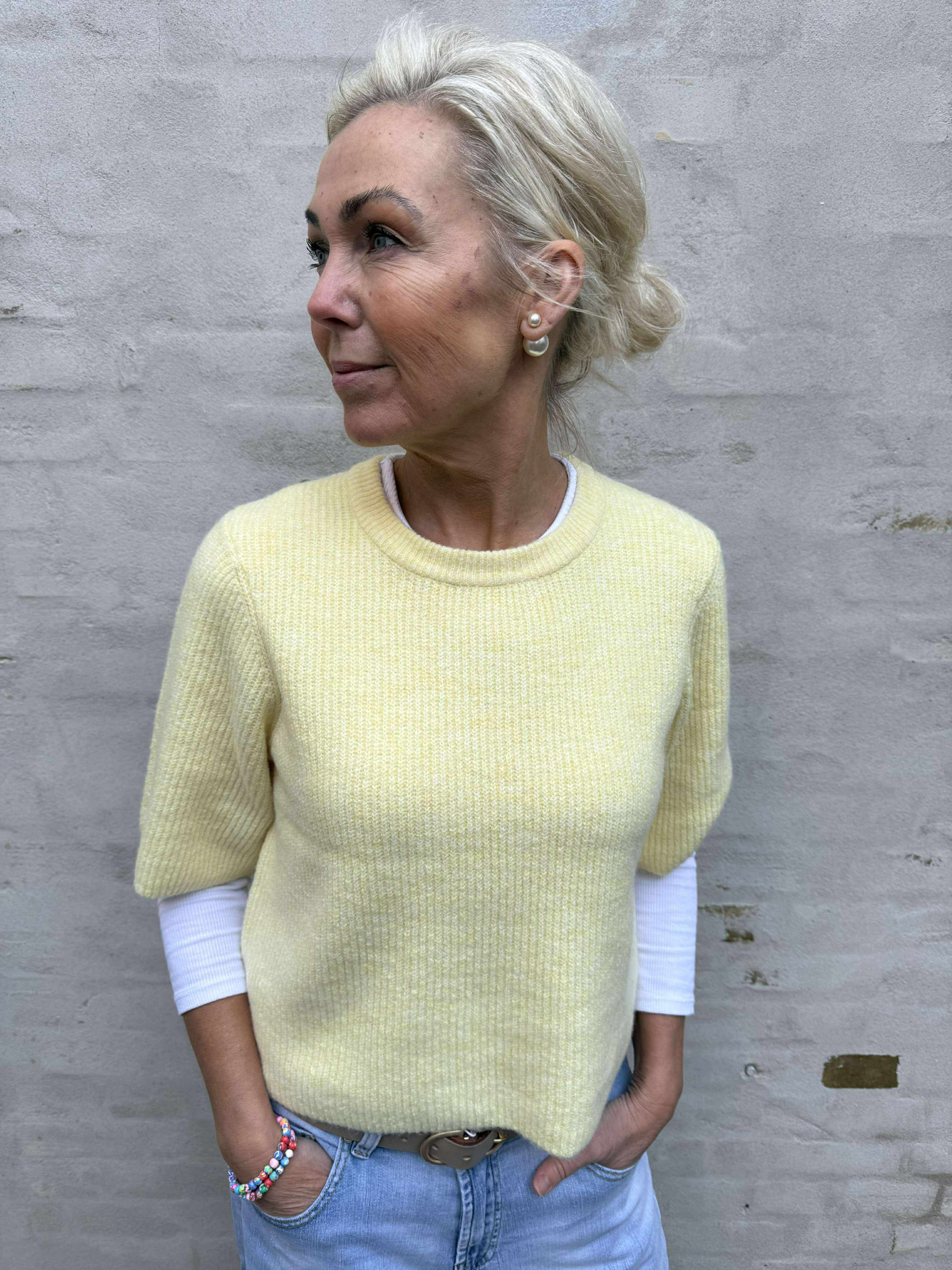 SILLY SS O-NECK KNIT - Pale Banana MELANGE
