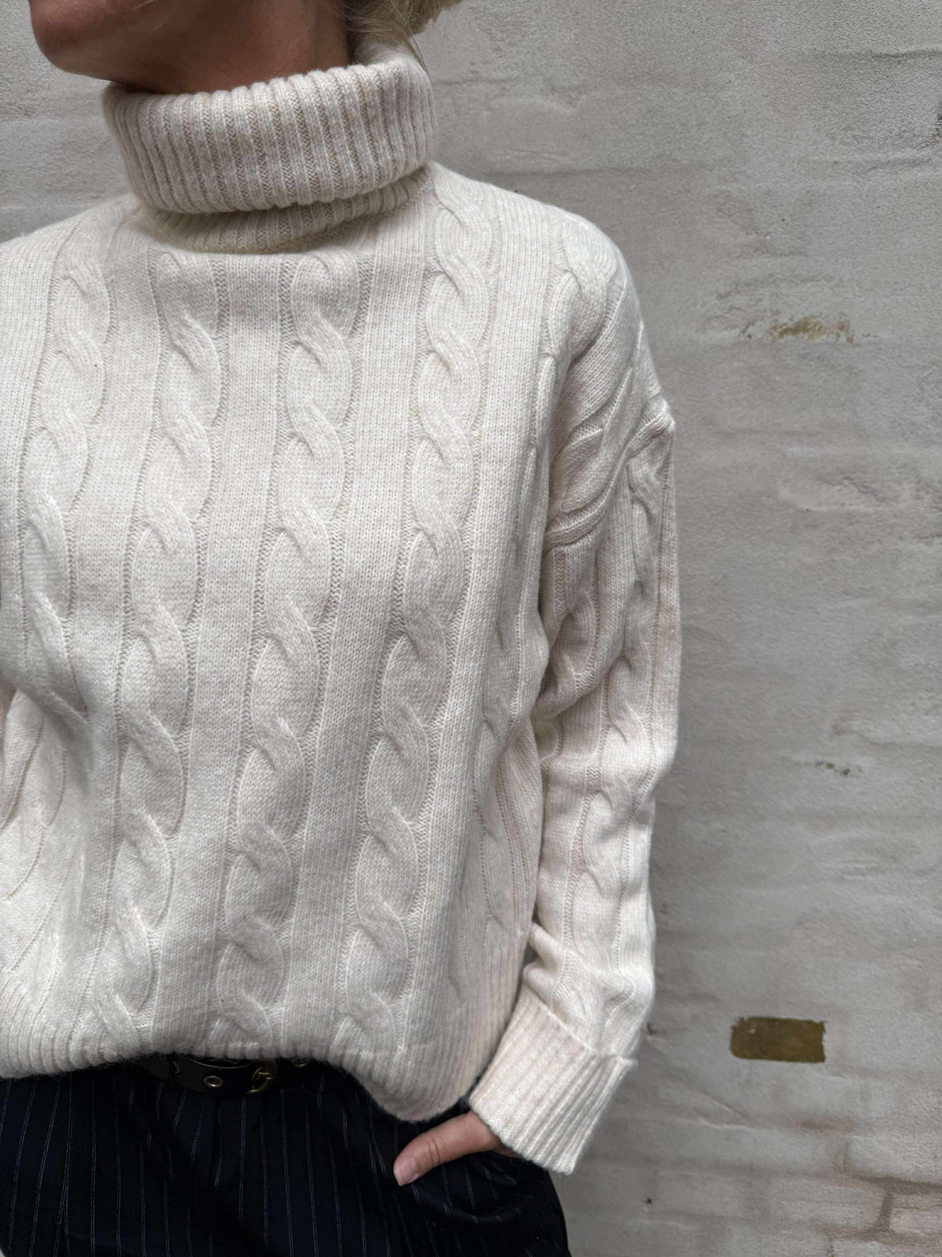 MAY HIGH ROLL NECK KNIT - Birch melange birch