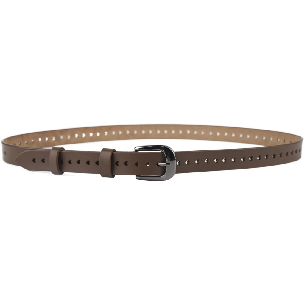 Heart leather belt - Brown