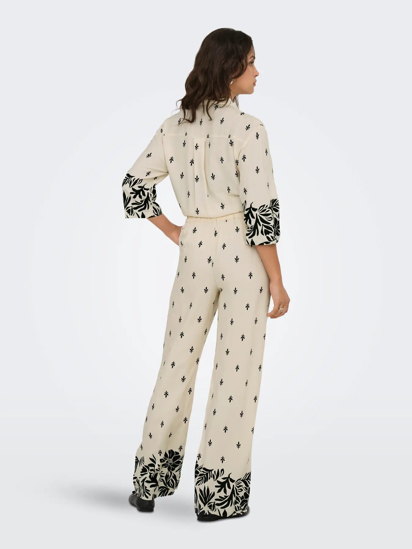 MAGGIE LIFE WIDE PANT - Sandshell BLACK ETHNIC