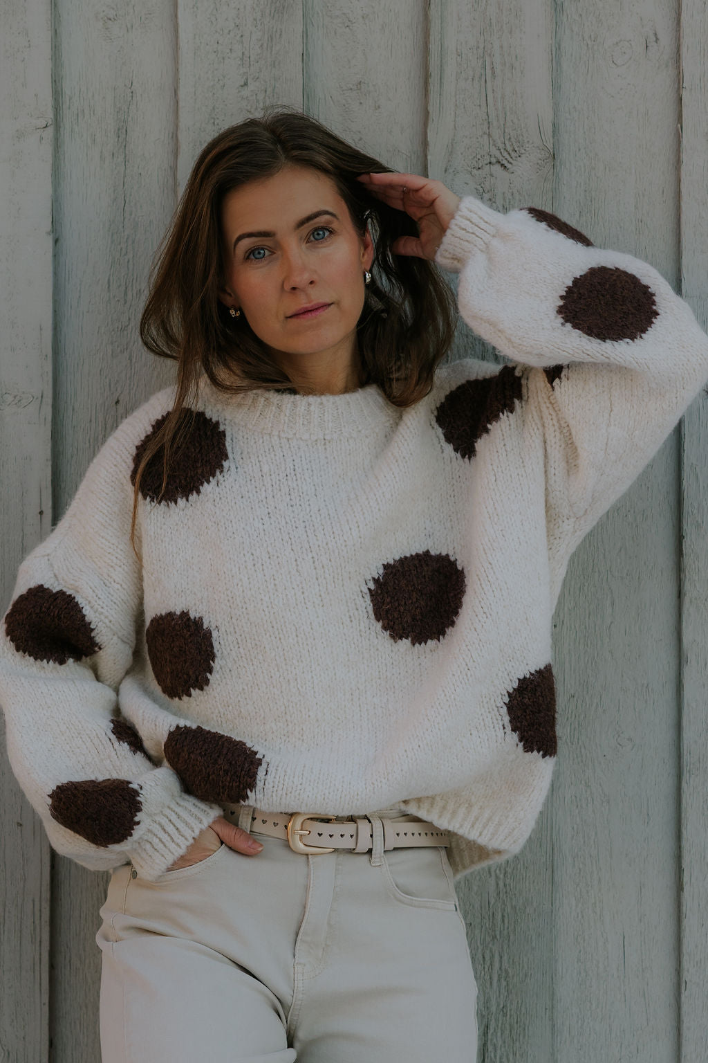 Camilia Pullover - Brown Dots