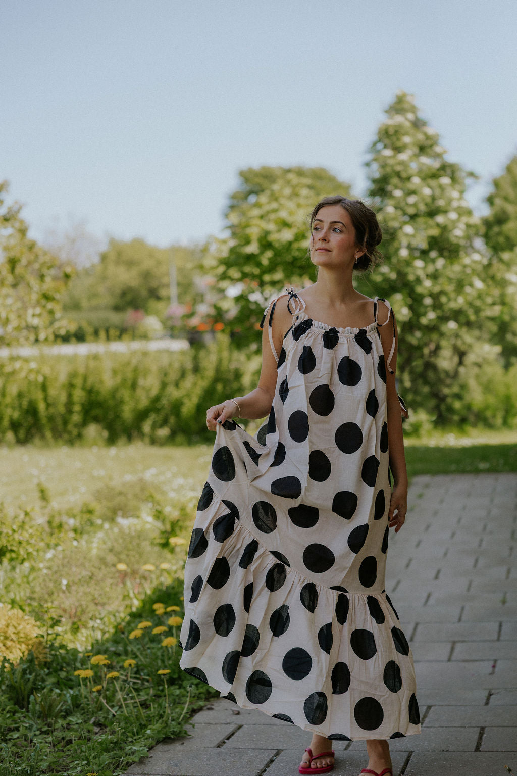 Polka Dot Dress - Off White/Black