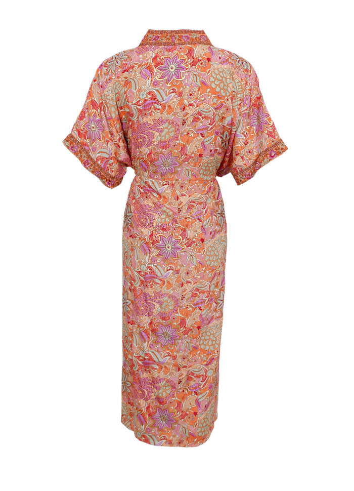 Luna kaftan tie dress pacifique orange