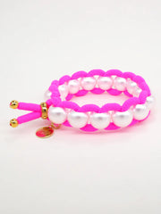 Colored Elastic & Shell Pearls SMALL - Pink