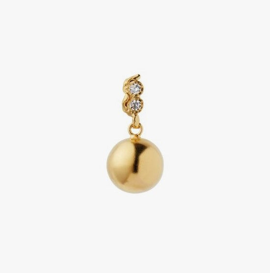 Twin flow & disco ball earring - gold