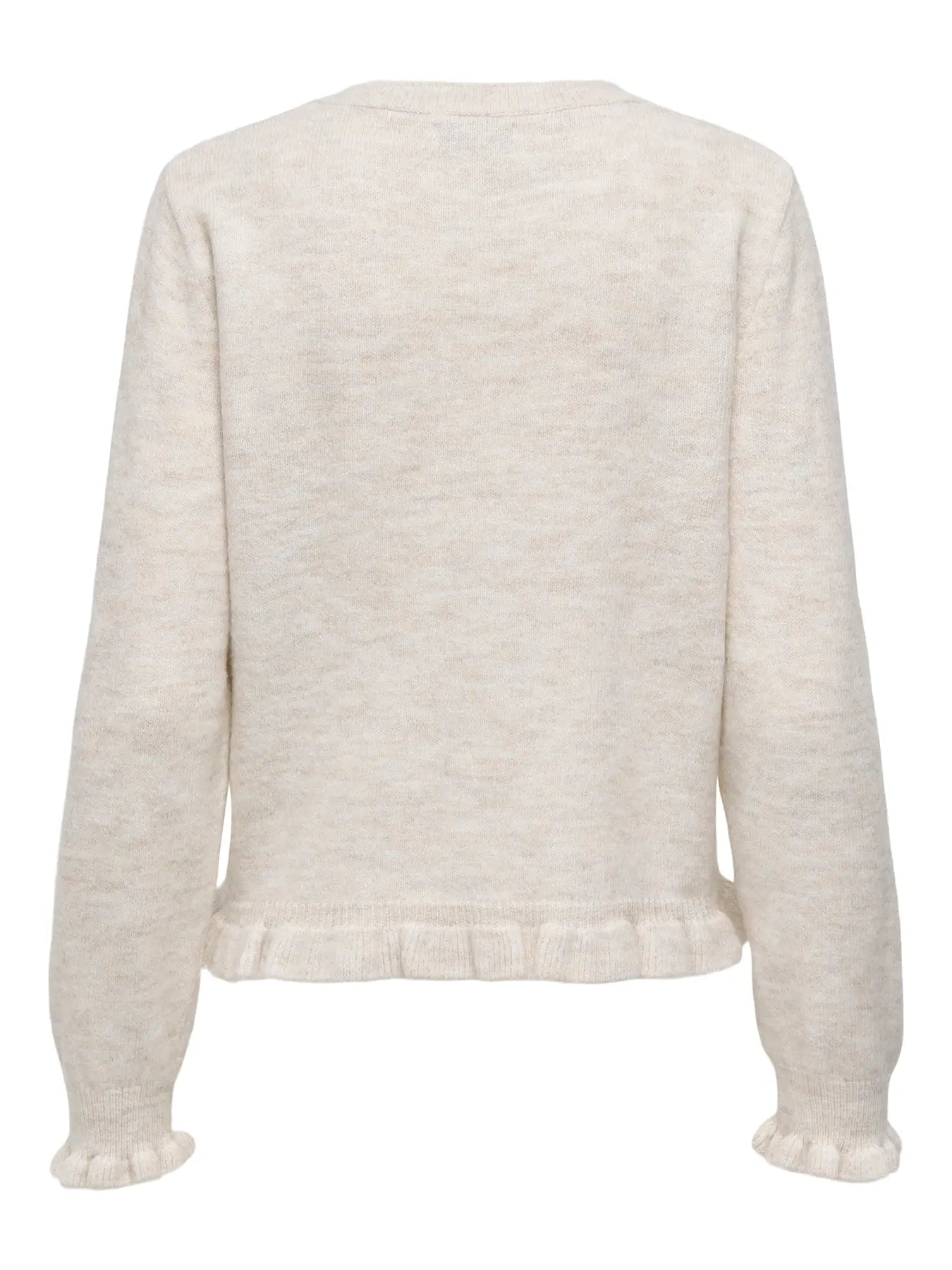 LETTY FRILL CARDIGAN - Birch/MELANGE