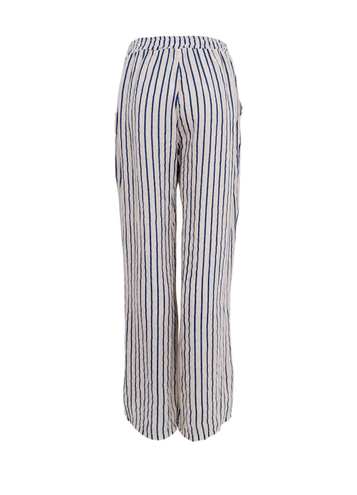 Melina Wide linen pant navy stripe