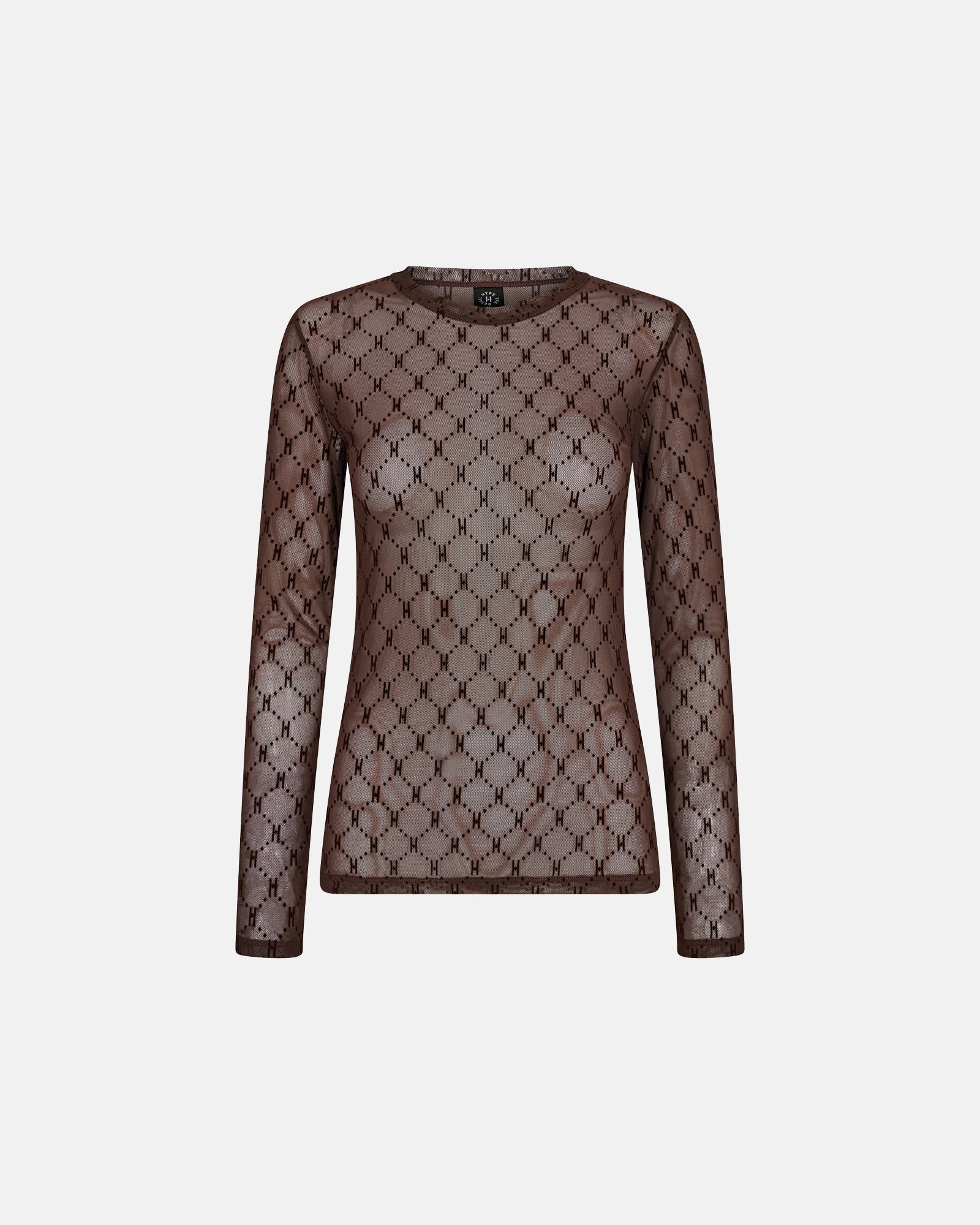 Mesh Blouse Logo - Brown