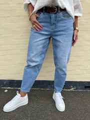 Karlie Barrel High Waist - Äkta ljusblå