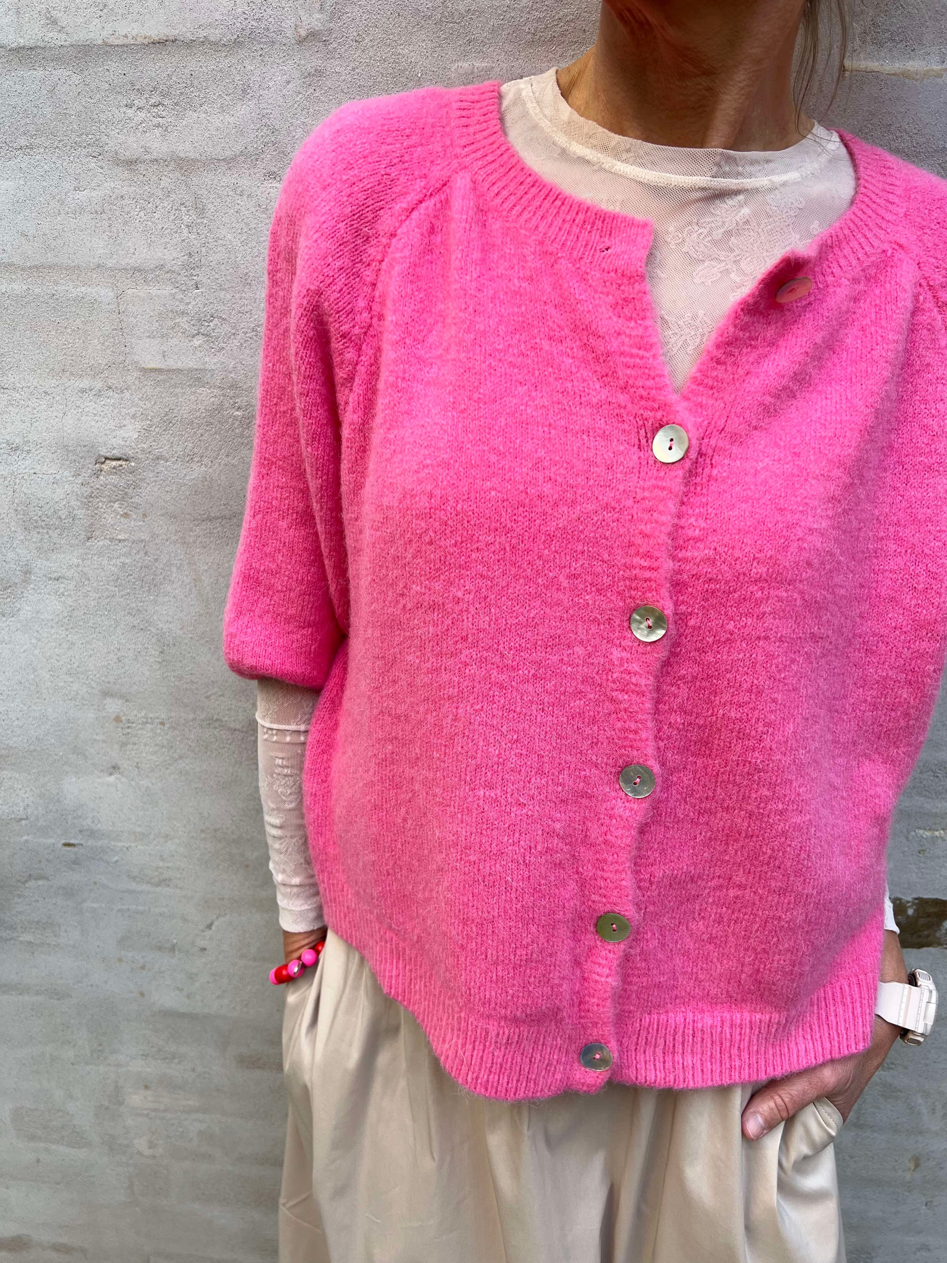 Shannie cardigan w. 3/4 sleeve raspberry