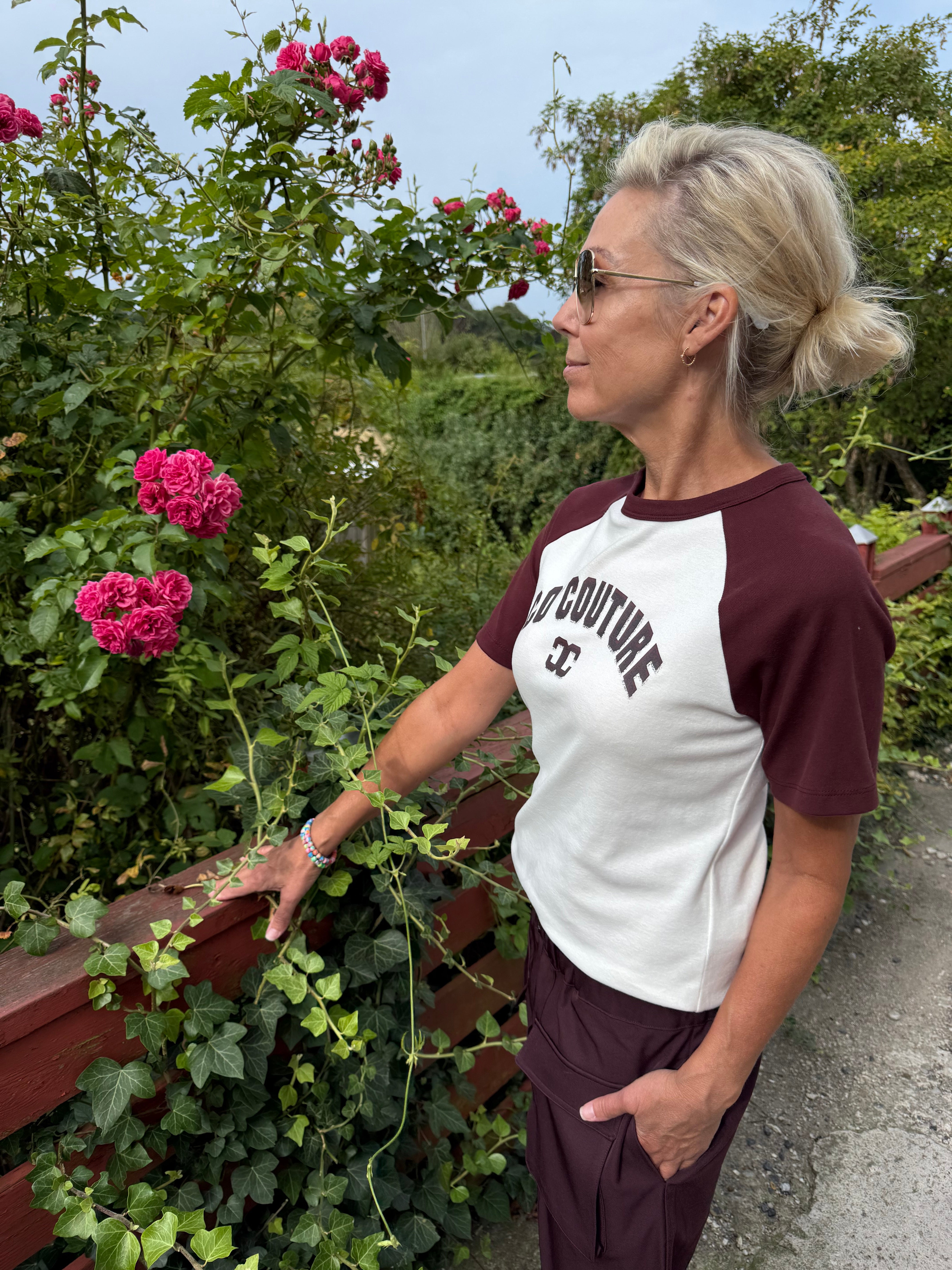 Edgecc Block Tee Offwhite/winered