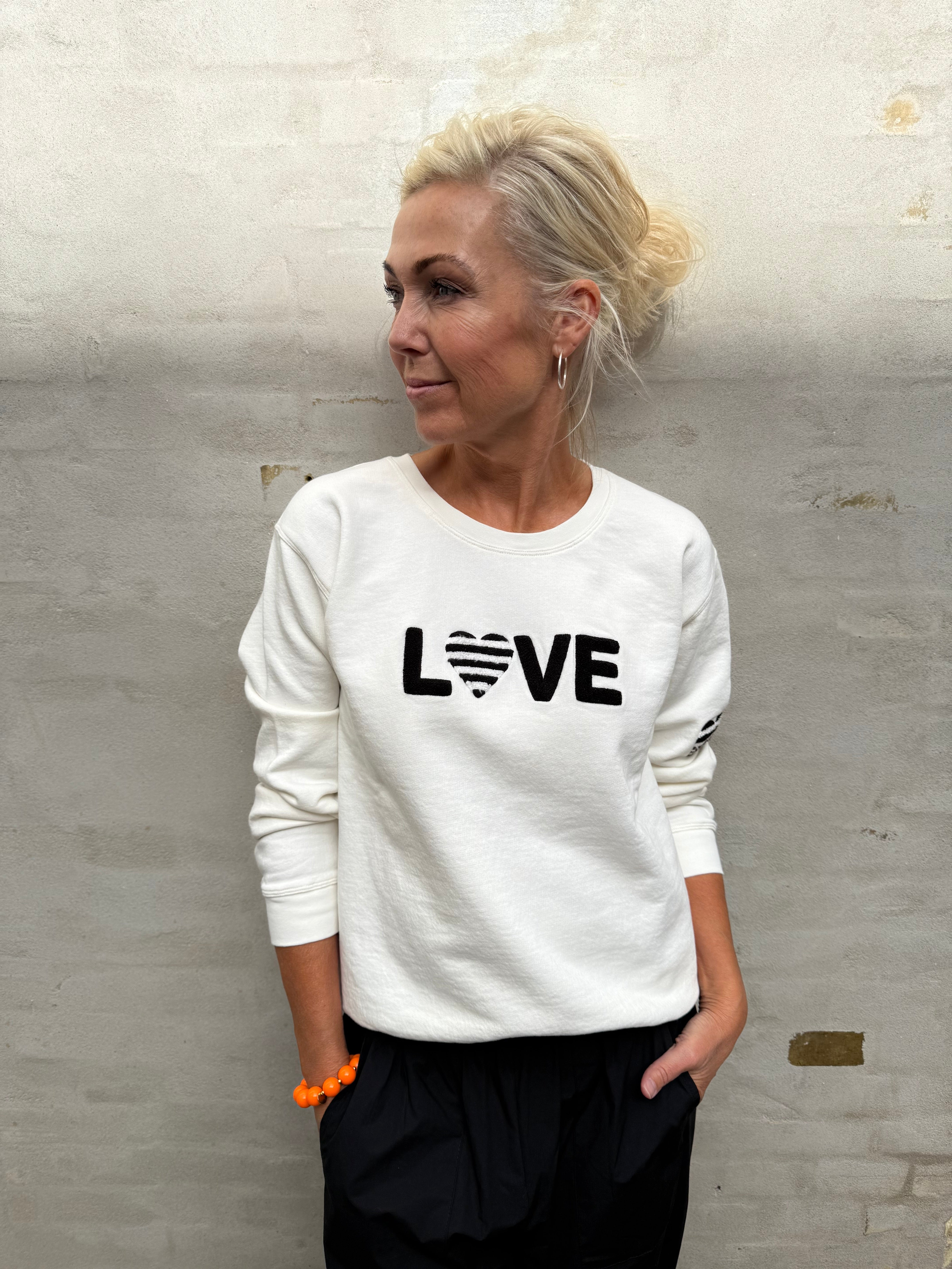 Sweat LOVE Striped Heart - Snowwhite