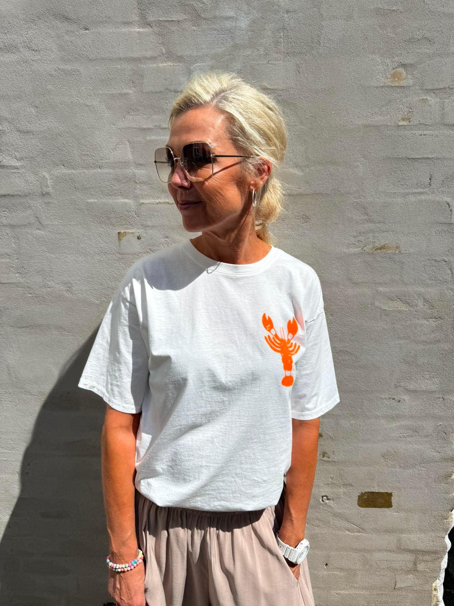 Lobster T-Shirt - Off White/Orange