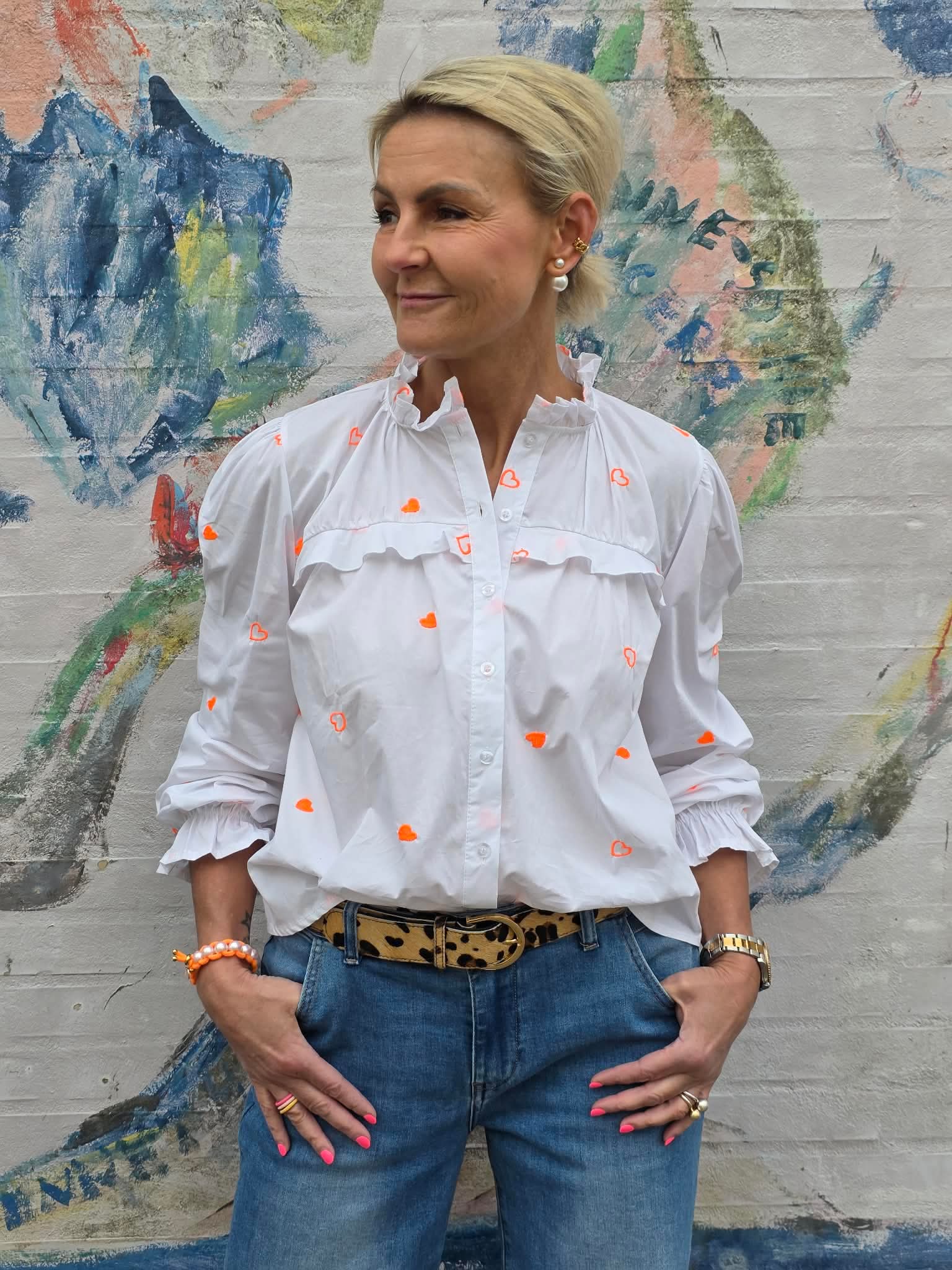 Sweet Heart Shirt - White/Orange