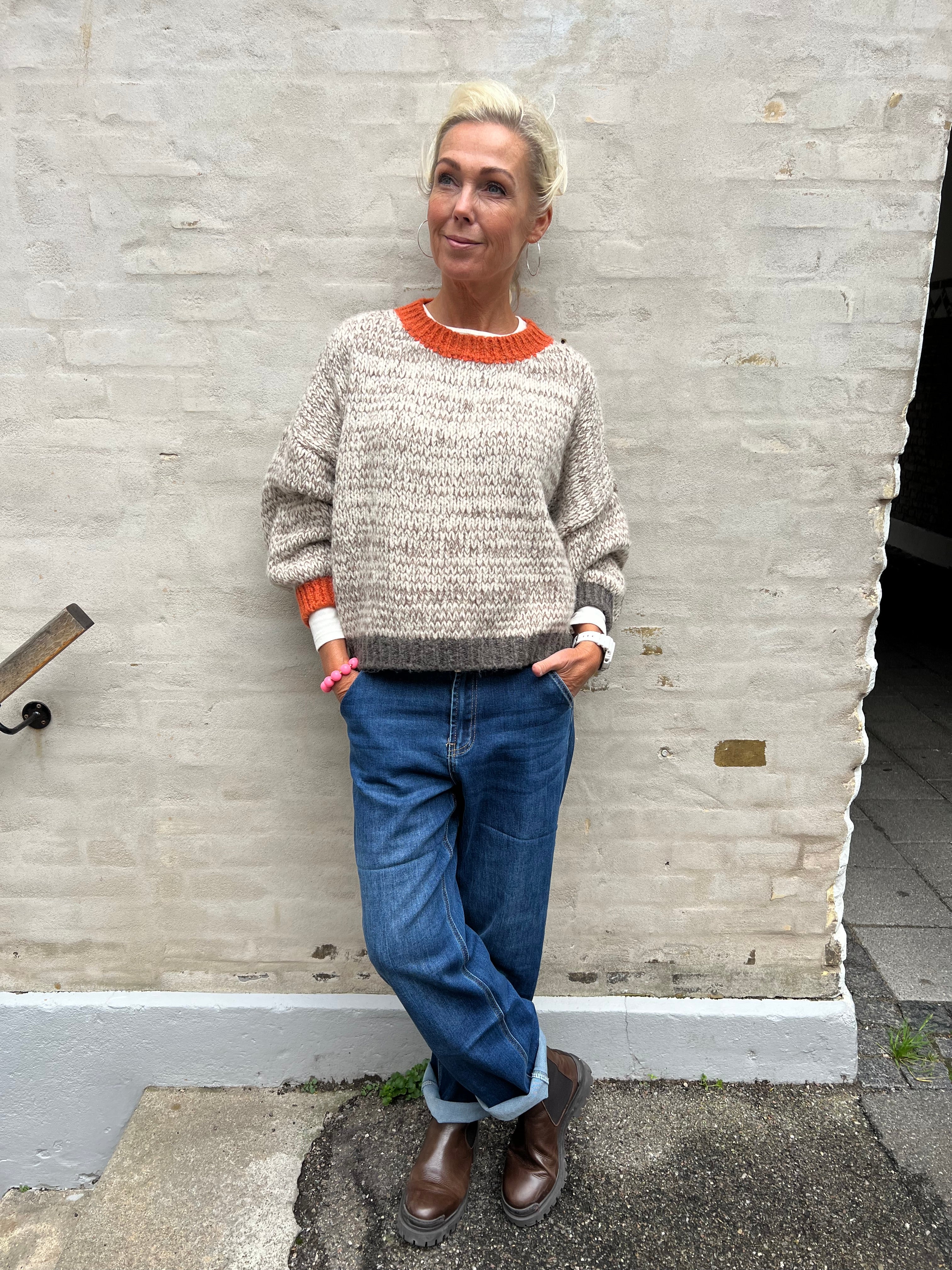 Loretta Knit - Beige/Pumpkin