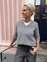 Asima Katrina VN Pullover - Mid Grey Melange