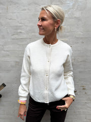 LUMI LIFE L/S BUTTON CARDIGAN - Birch MELANGE