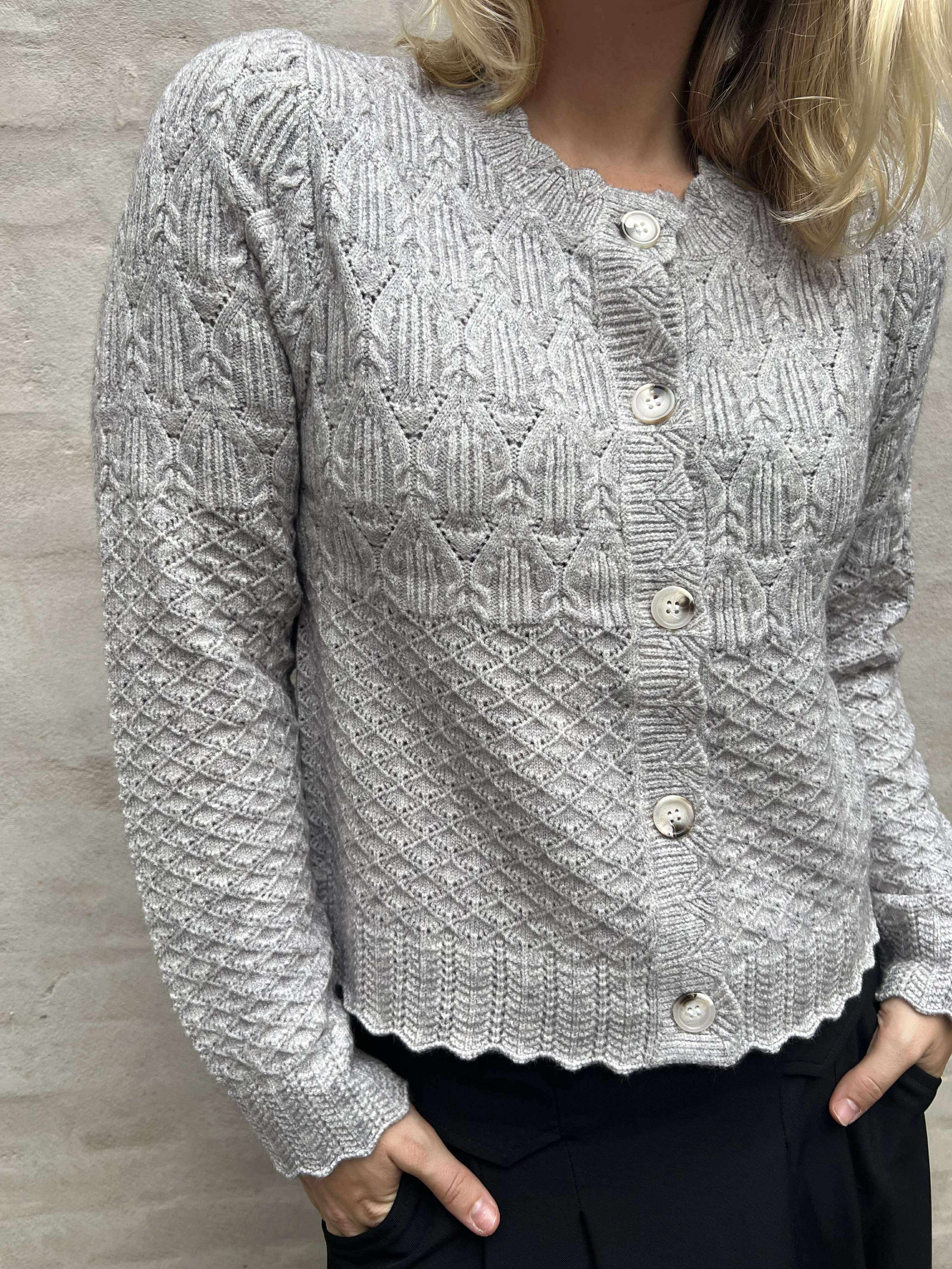 Pointelle Cardigan - Pale Grey