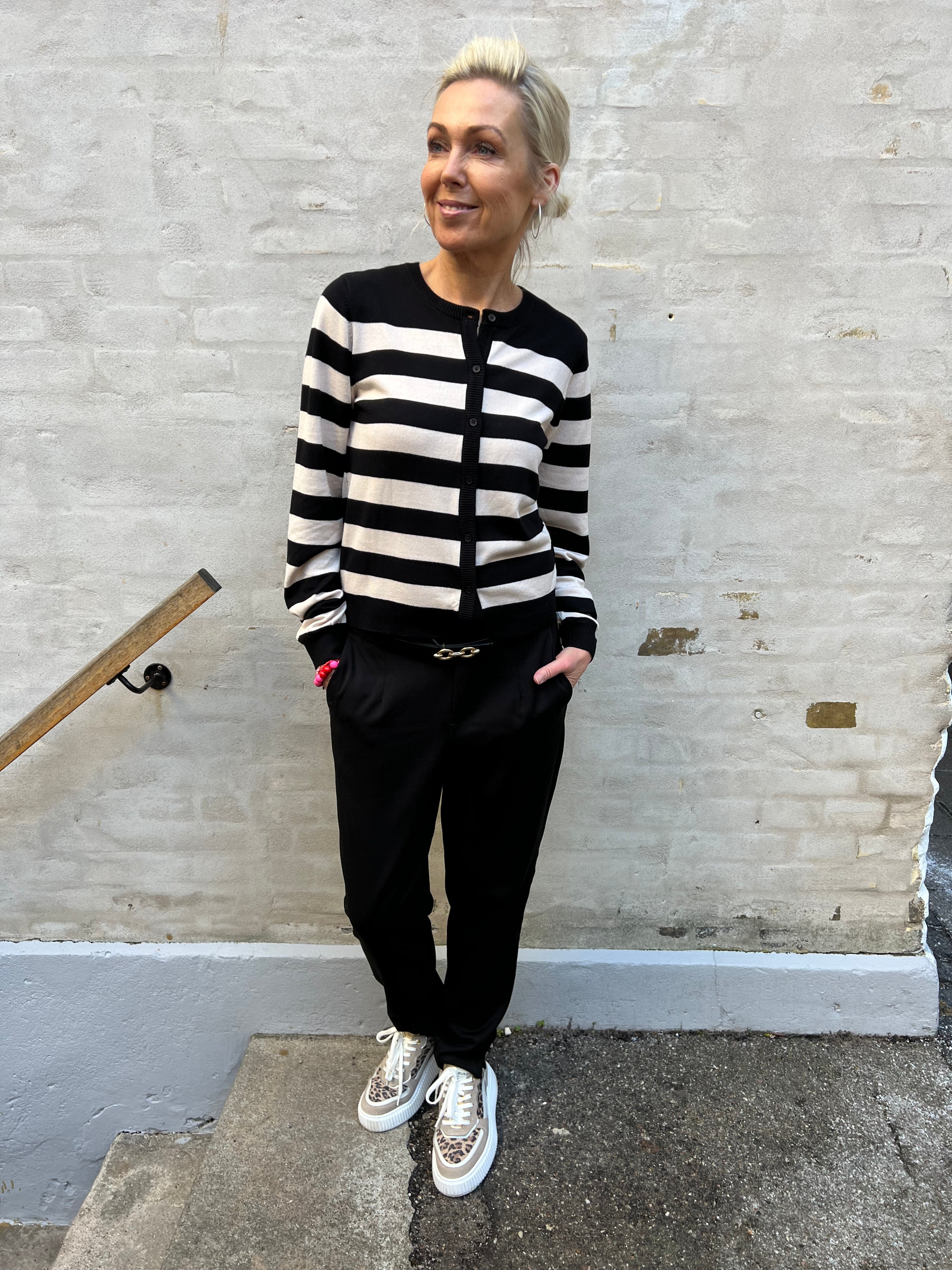 Sabi annemette cardigan black/whitecap stripes