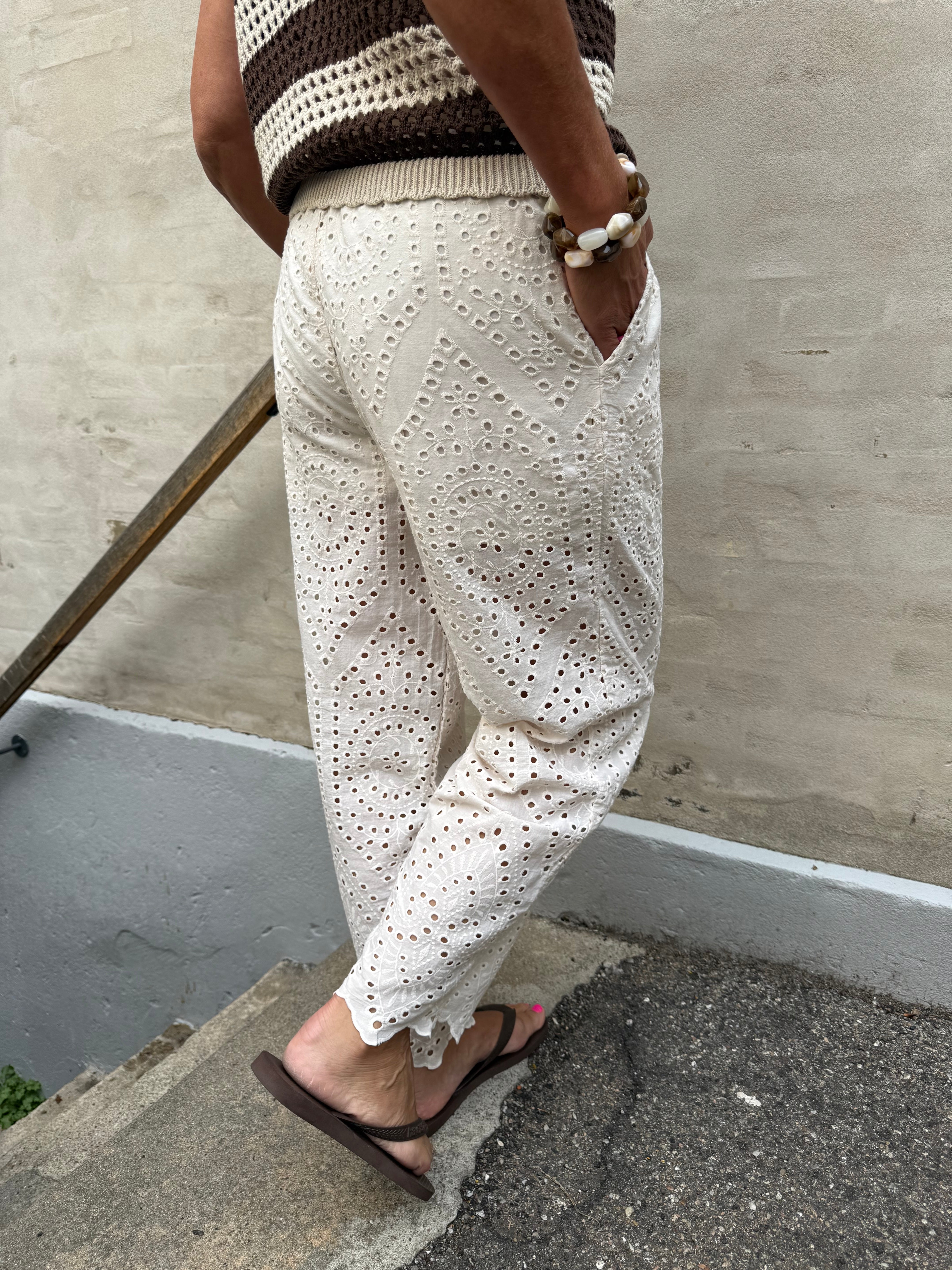 FREY barrel lace pant - Creme