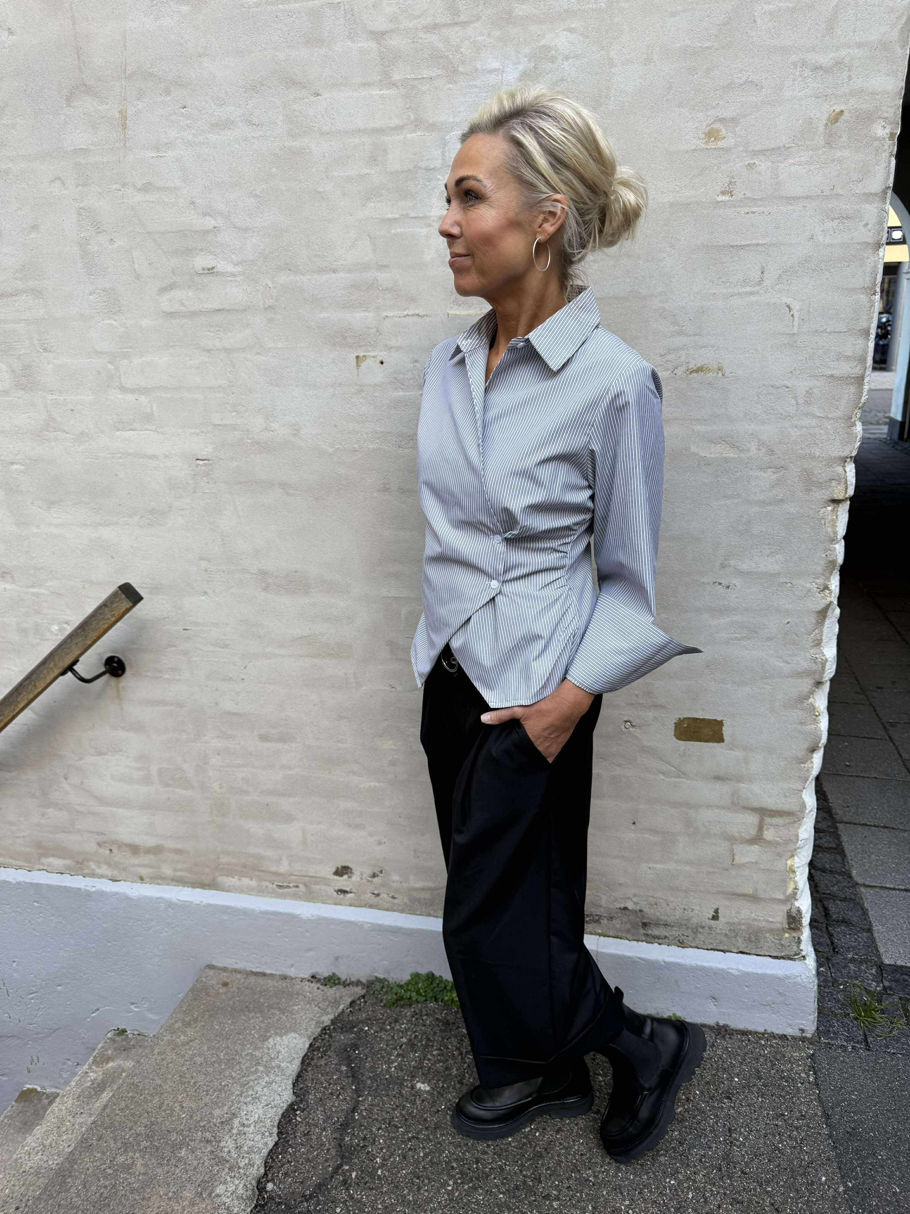 Fenli Striped Shirt - Grey