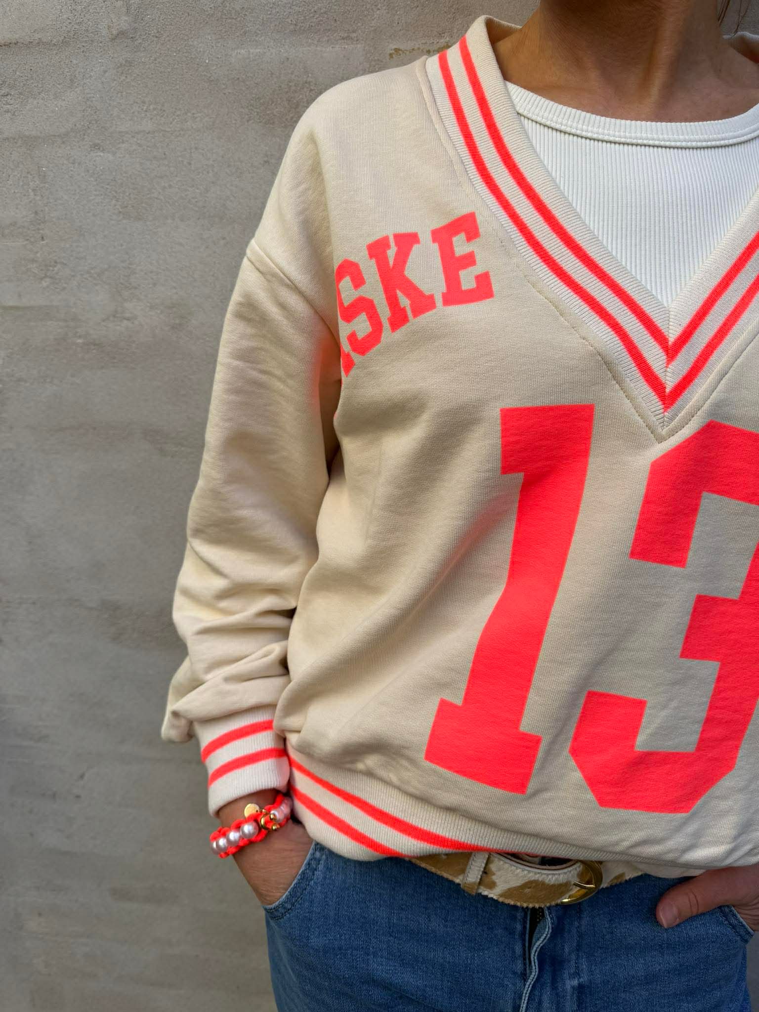 Basket Sweatshirt - Beige/Coral
