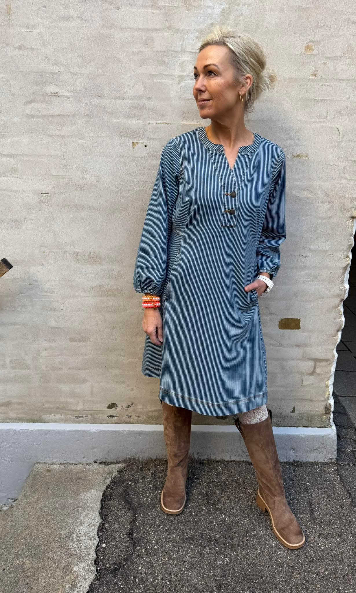 Ayna Klänning - Blå/Vita ränder