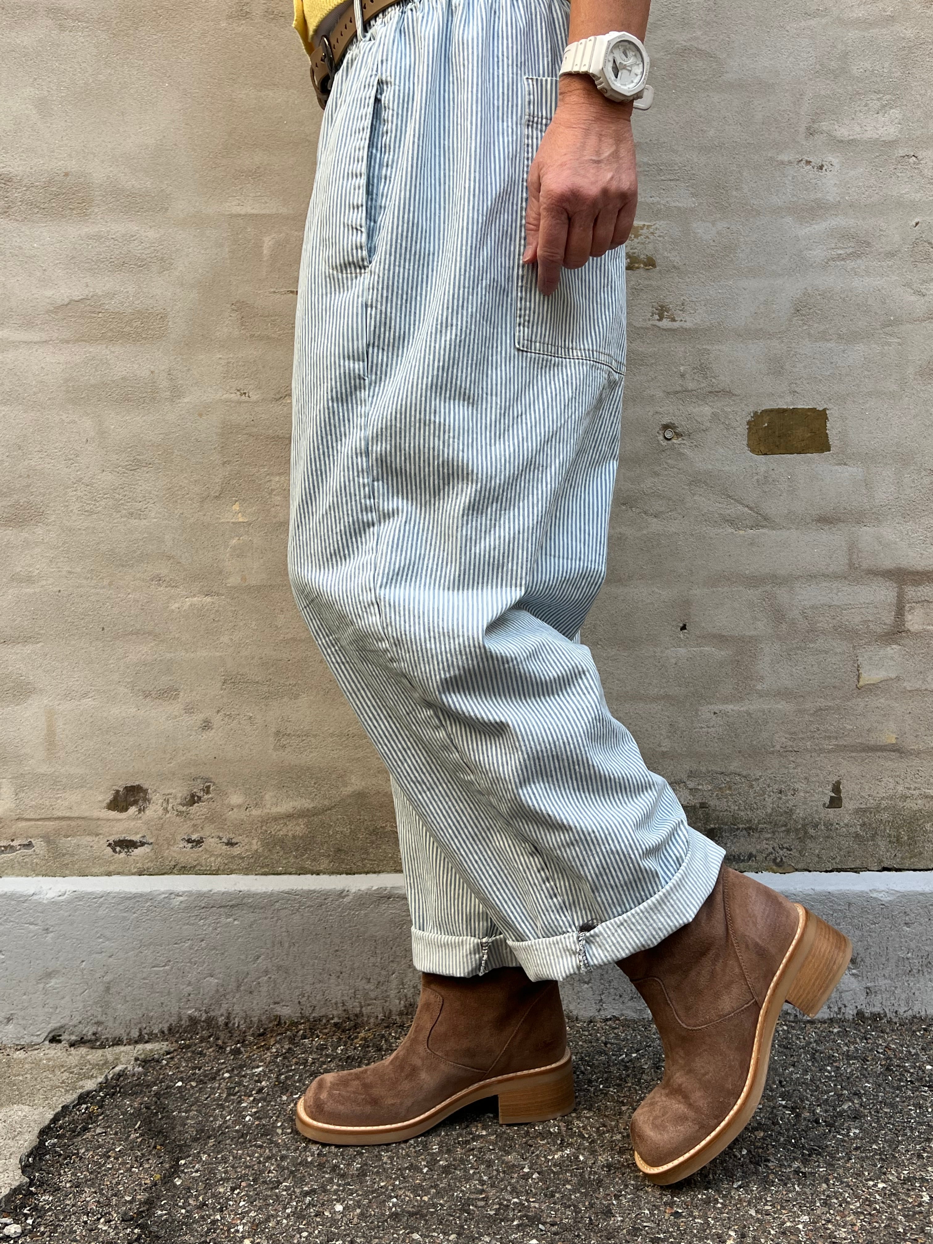 Paola randiga byxor - ljusblå