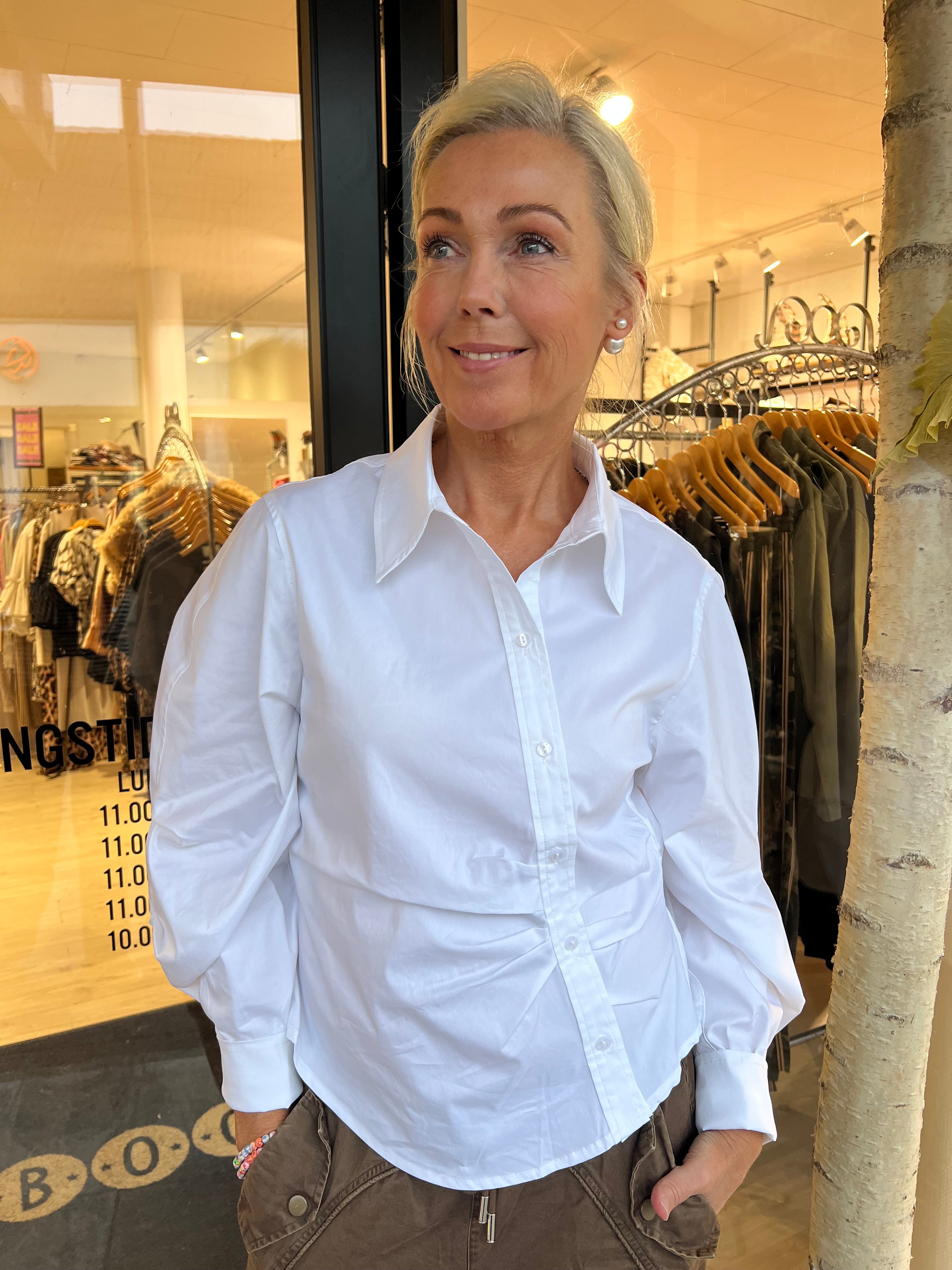 SannaCC Asym Placket Shirt - White