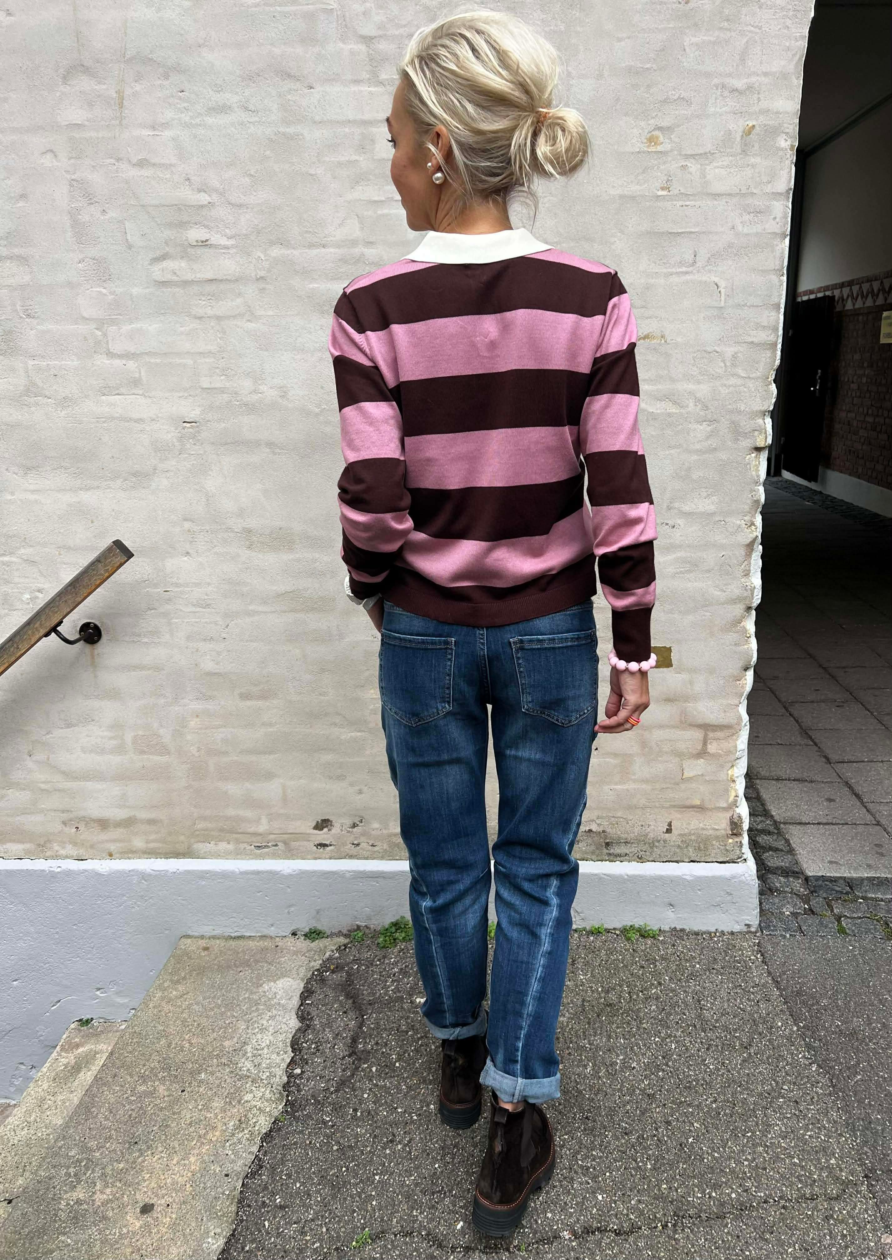 NAIMA LS POLO PULLOVER - Chicory Coffee W. lilas