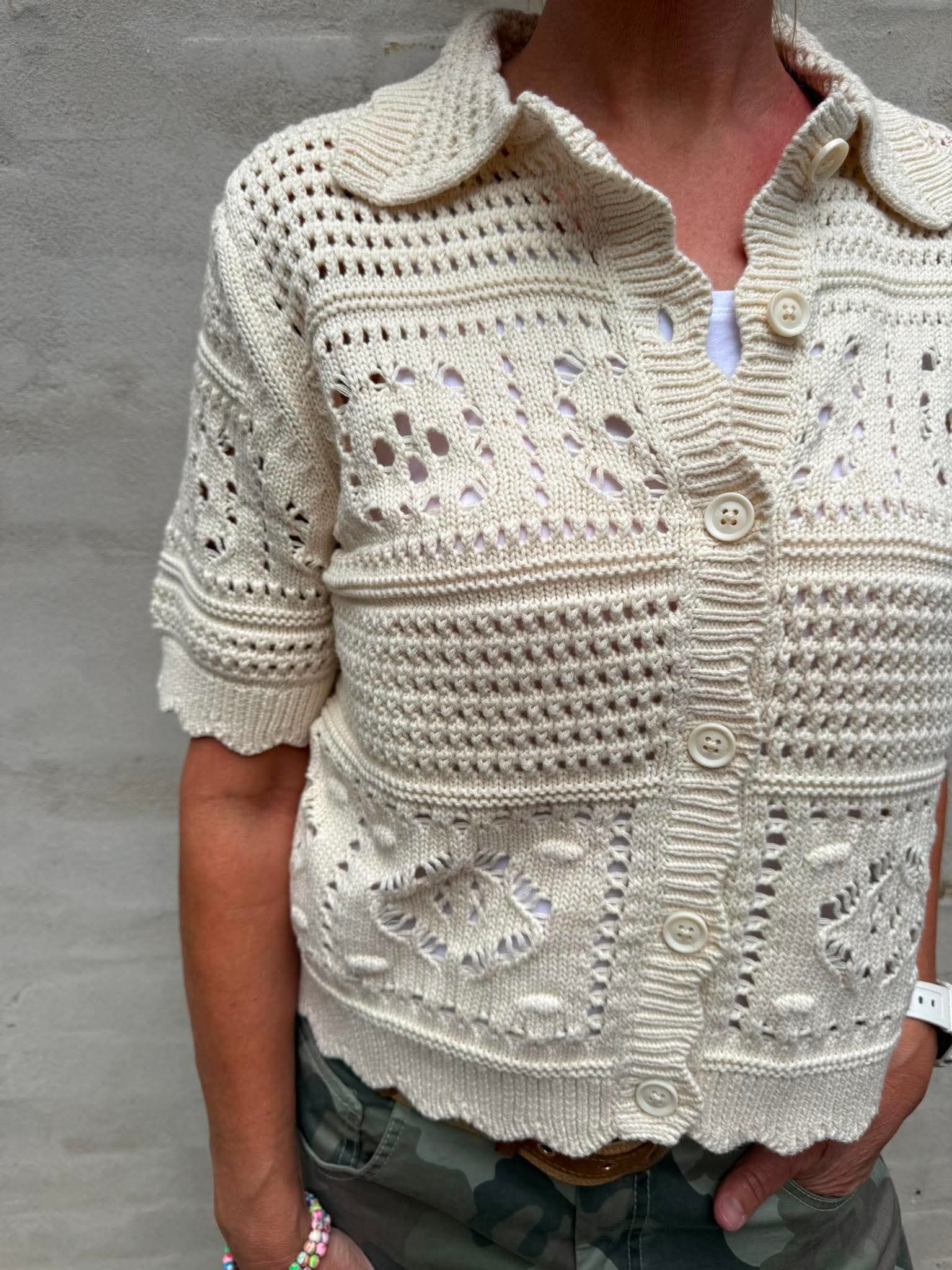 BINDI S/S SHORT CARDIGAN - Birch