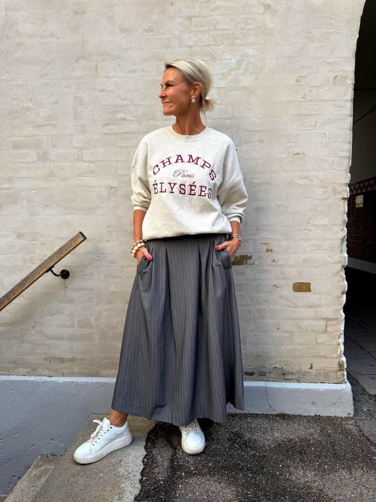LyviaCC Pleat Pin Skirt - Mid Grey