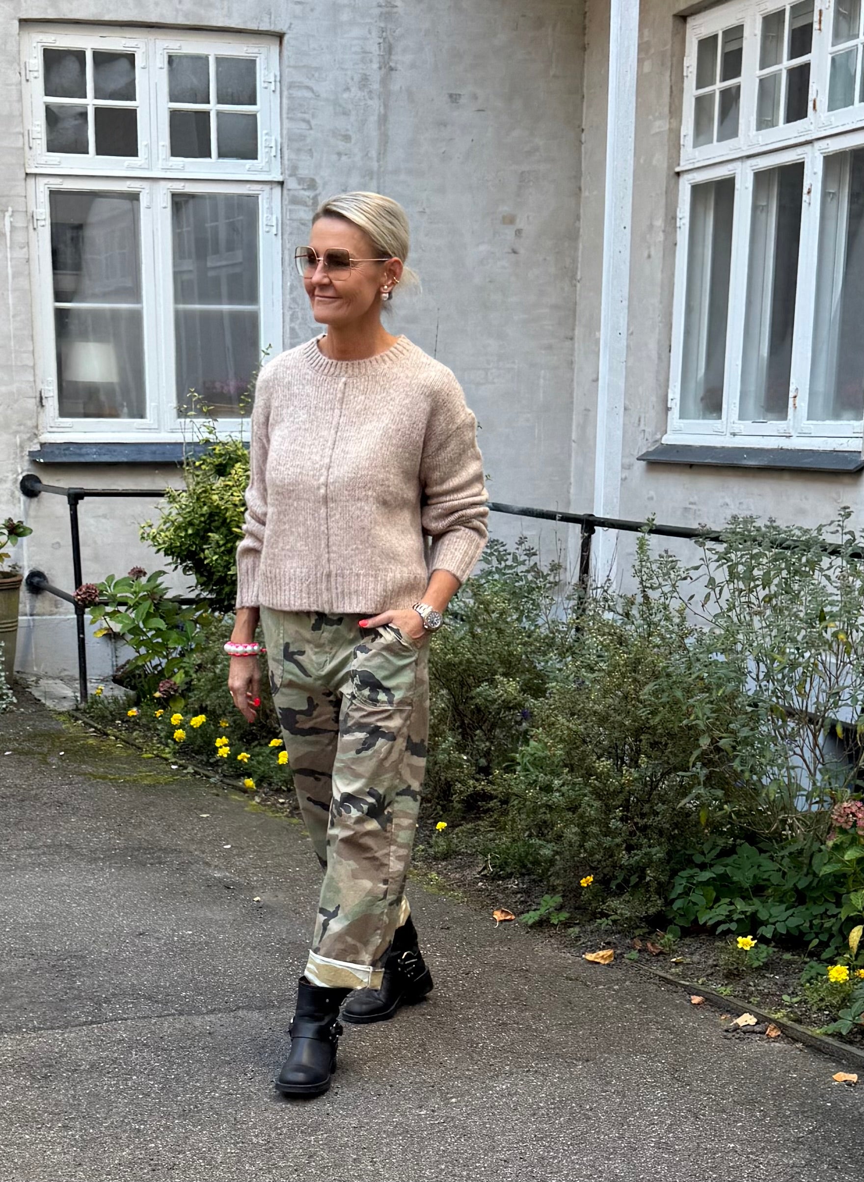 MALONE L/S O-NECK PULLOVER - Greige MELANGE