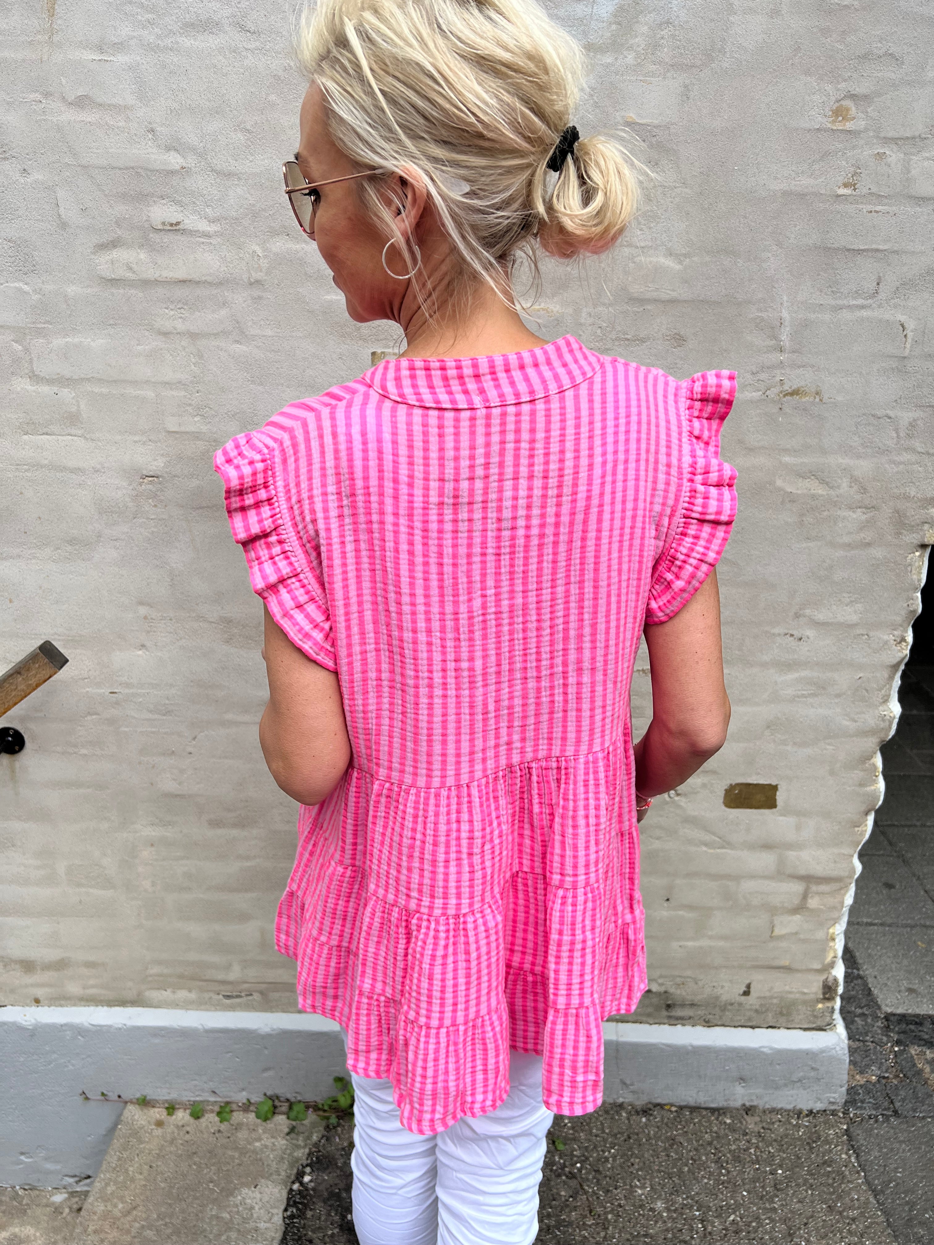 Dolly top strib pink