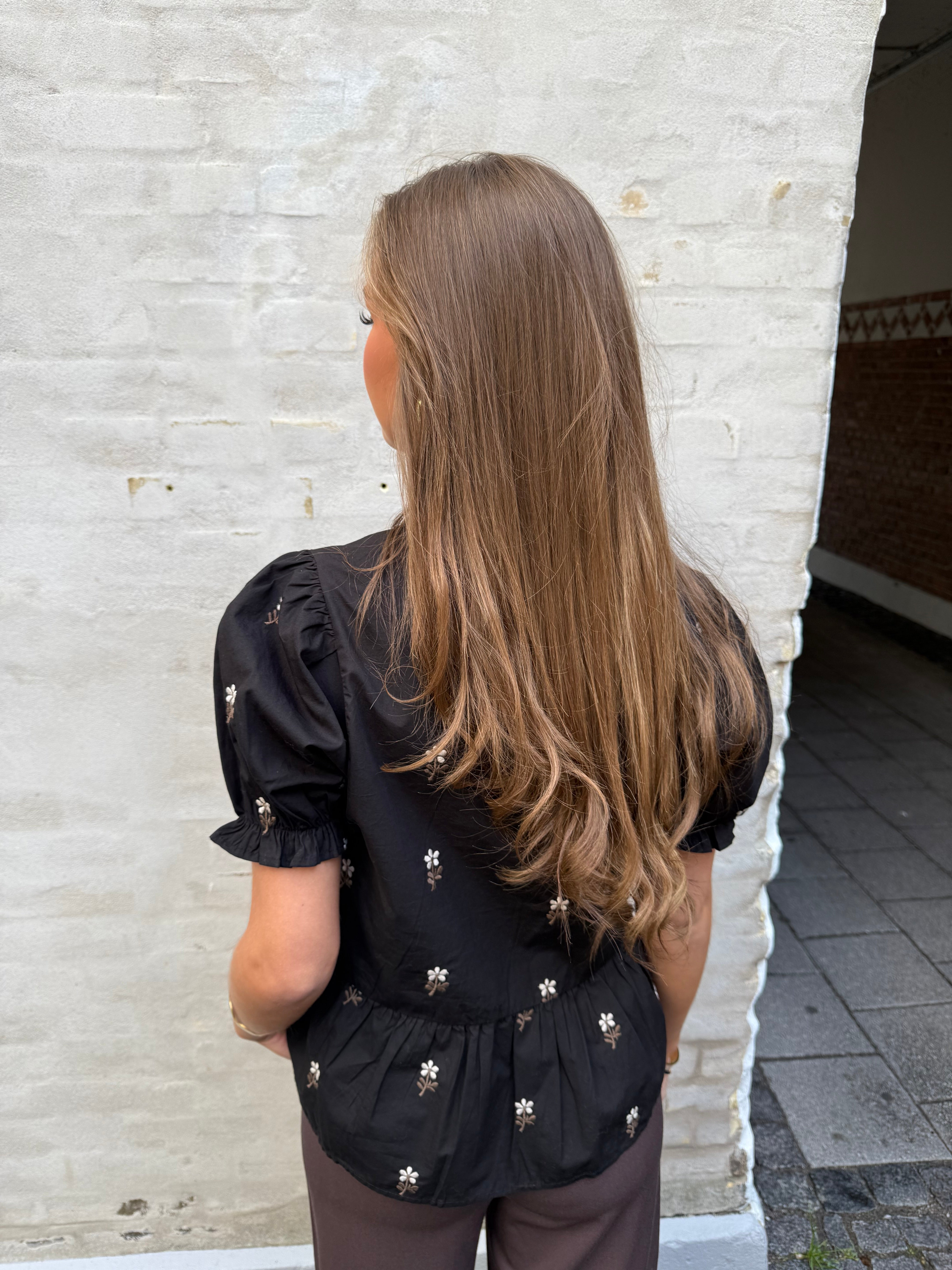 Savy Flower Blouse - Black