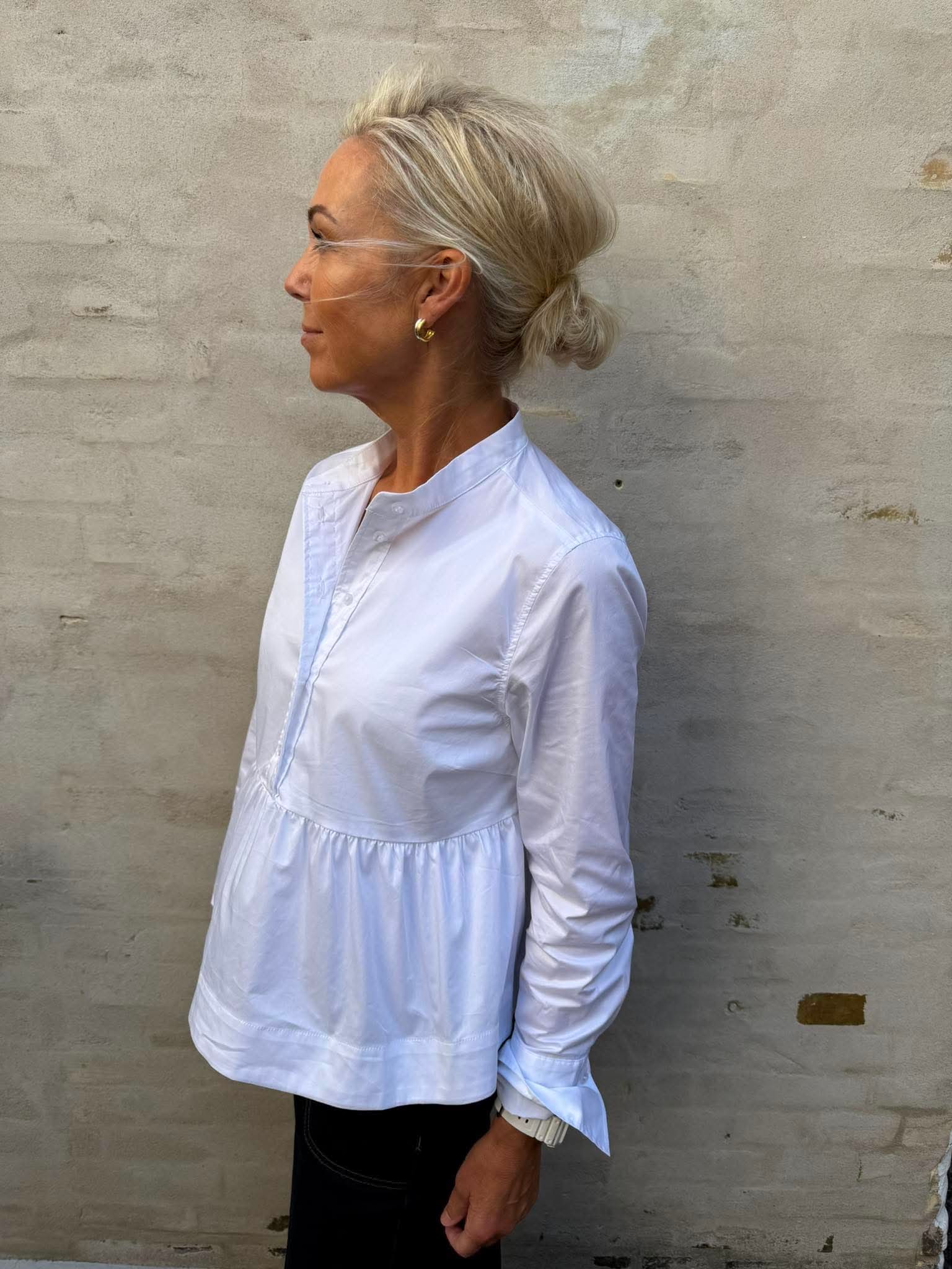 PoppyCC LS Flare Blouse - White
