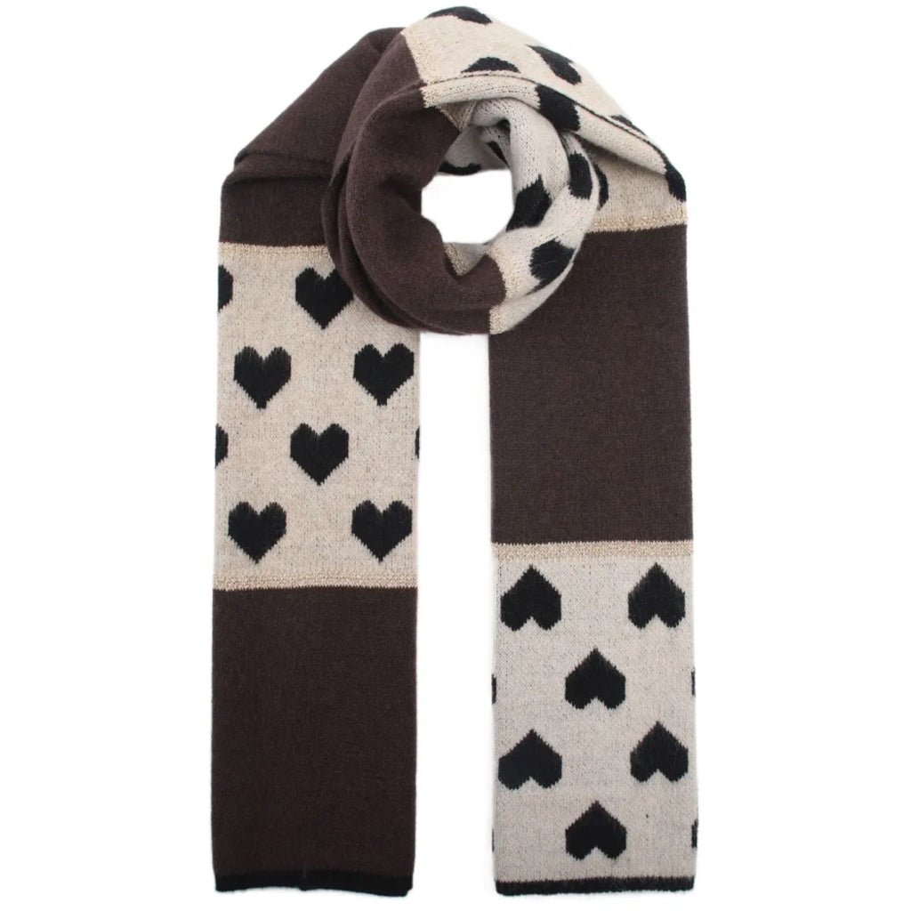 Knitted Heart Scarf - Choco