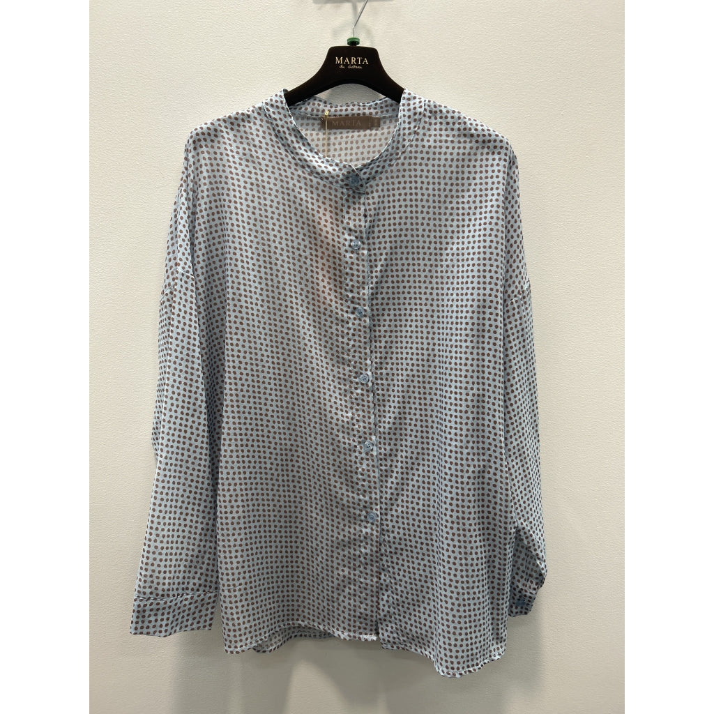 Lotus Shirt - Blue Dots