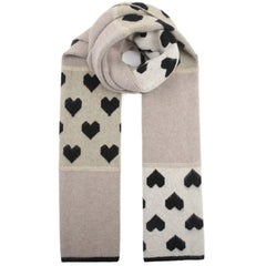 Knitted Heart Scarf - Taupe