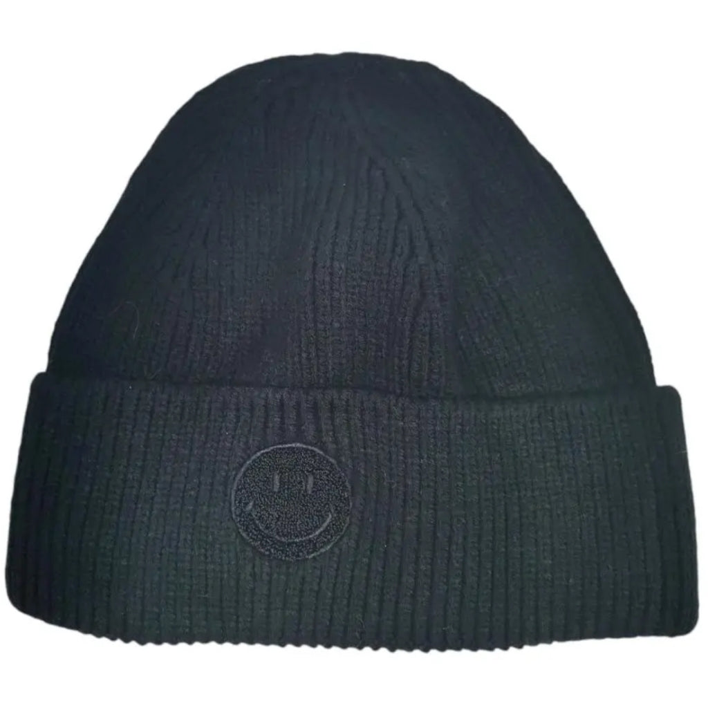 Smiley knitted hat black