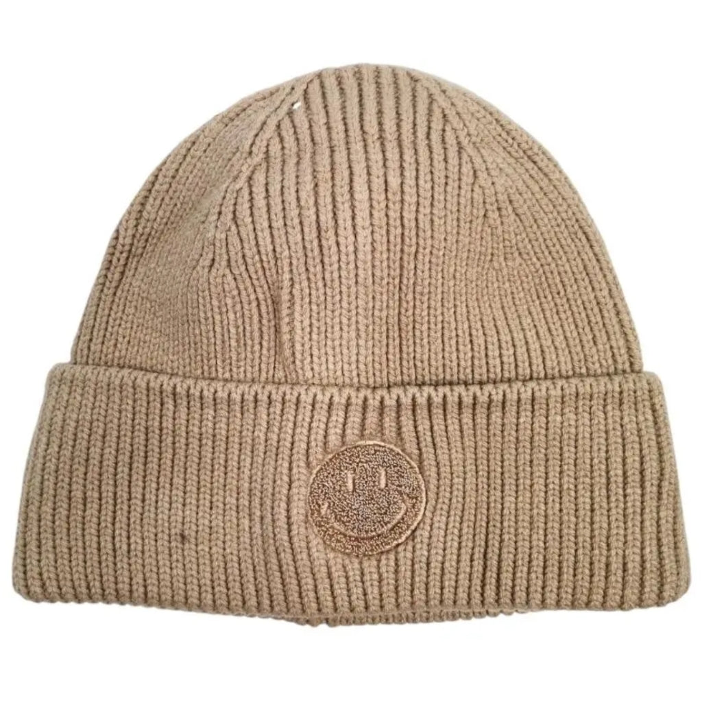 Smiley knitted hat taupe