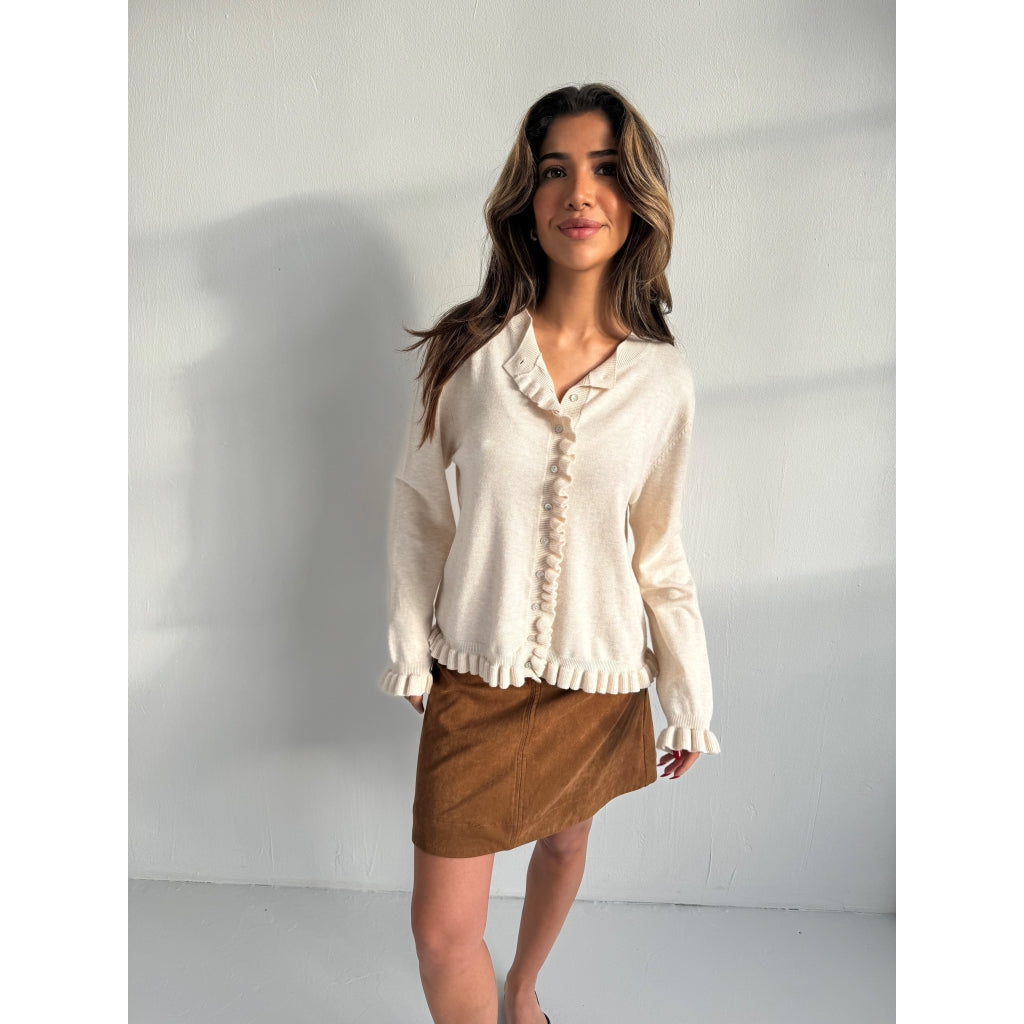 Sisse Solid Cardigan - Sand