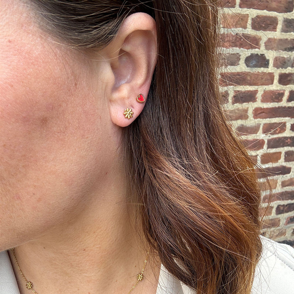 Red Heart Studs - 18 karat guldbelagt