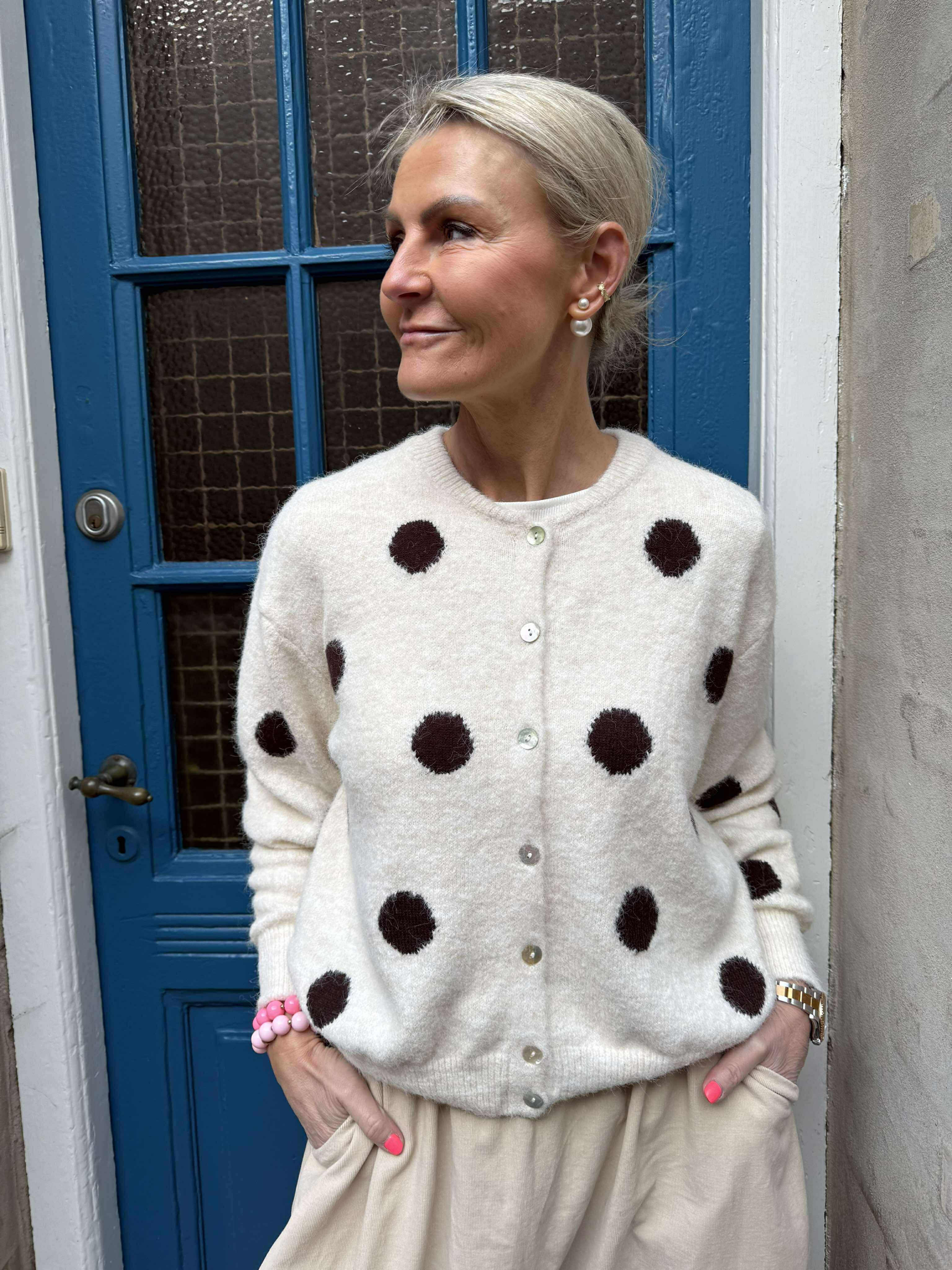 Elvie Dot Cardigan -  Beige Dot
