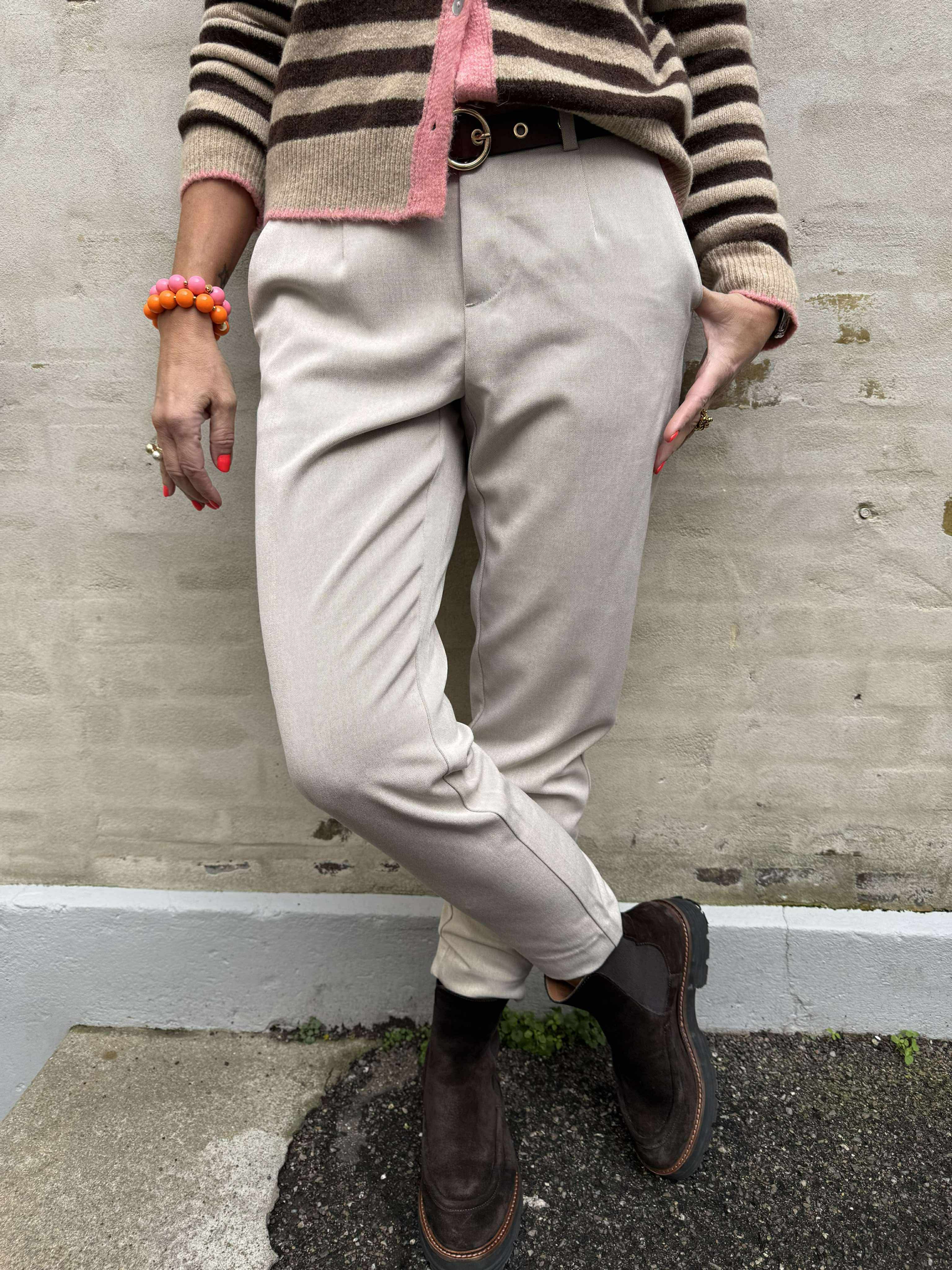 Lisa Slim Pant - Humus Melange